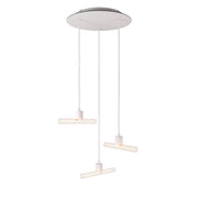 Lampada a sospensione a 3 cadute asimmetriche esse14 con Rose-One completa di cavo tessile e finiture in metallo - Bianco