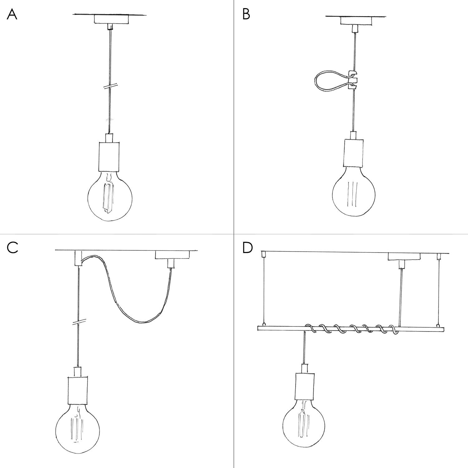 Lampada a sospensione completa di cavo tessile e finiture in metallo satinato - Rame satinato