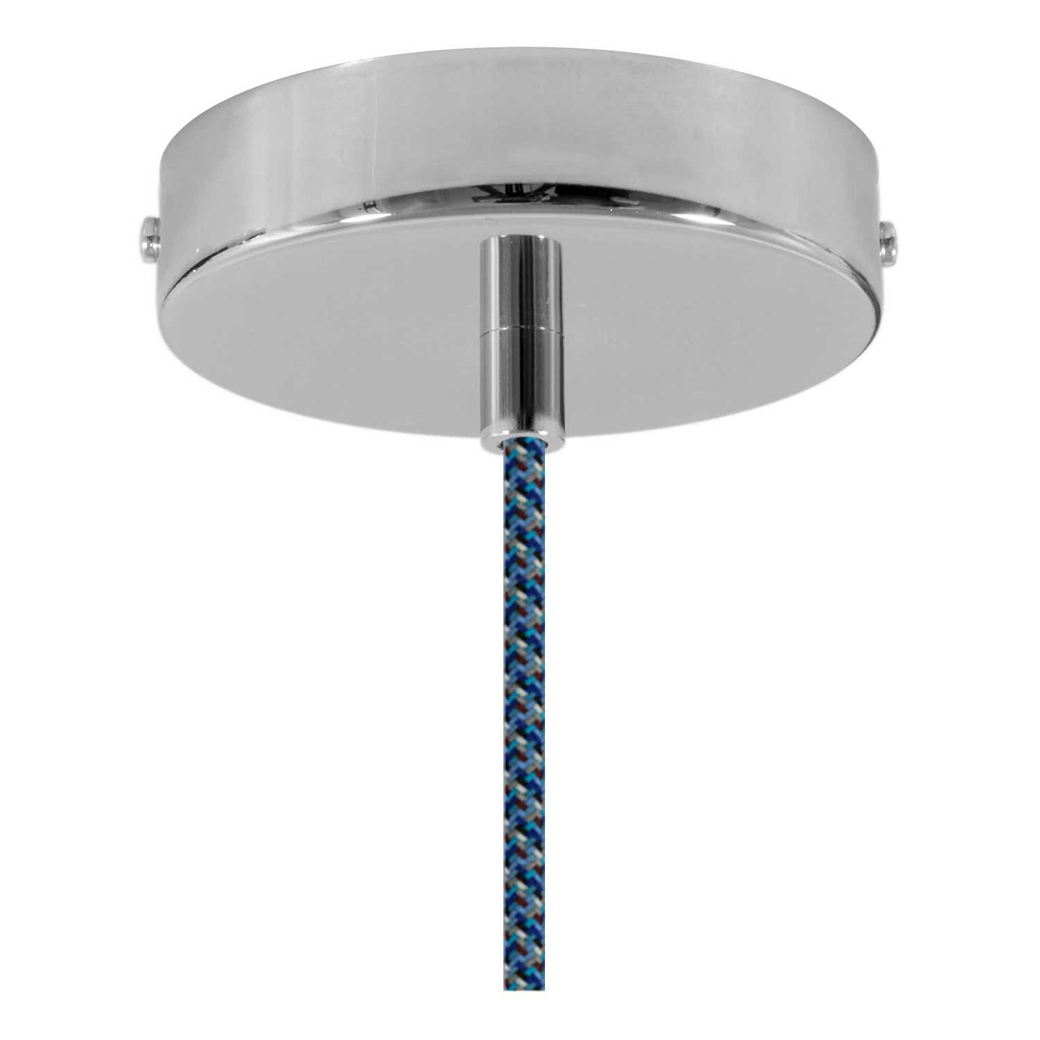 Lampada a sospensione completa di cavo tessile, paralume Coppa in ceramica e finiture in metallo - Avion striato