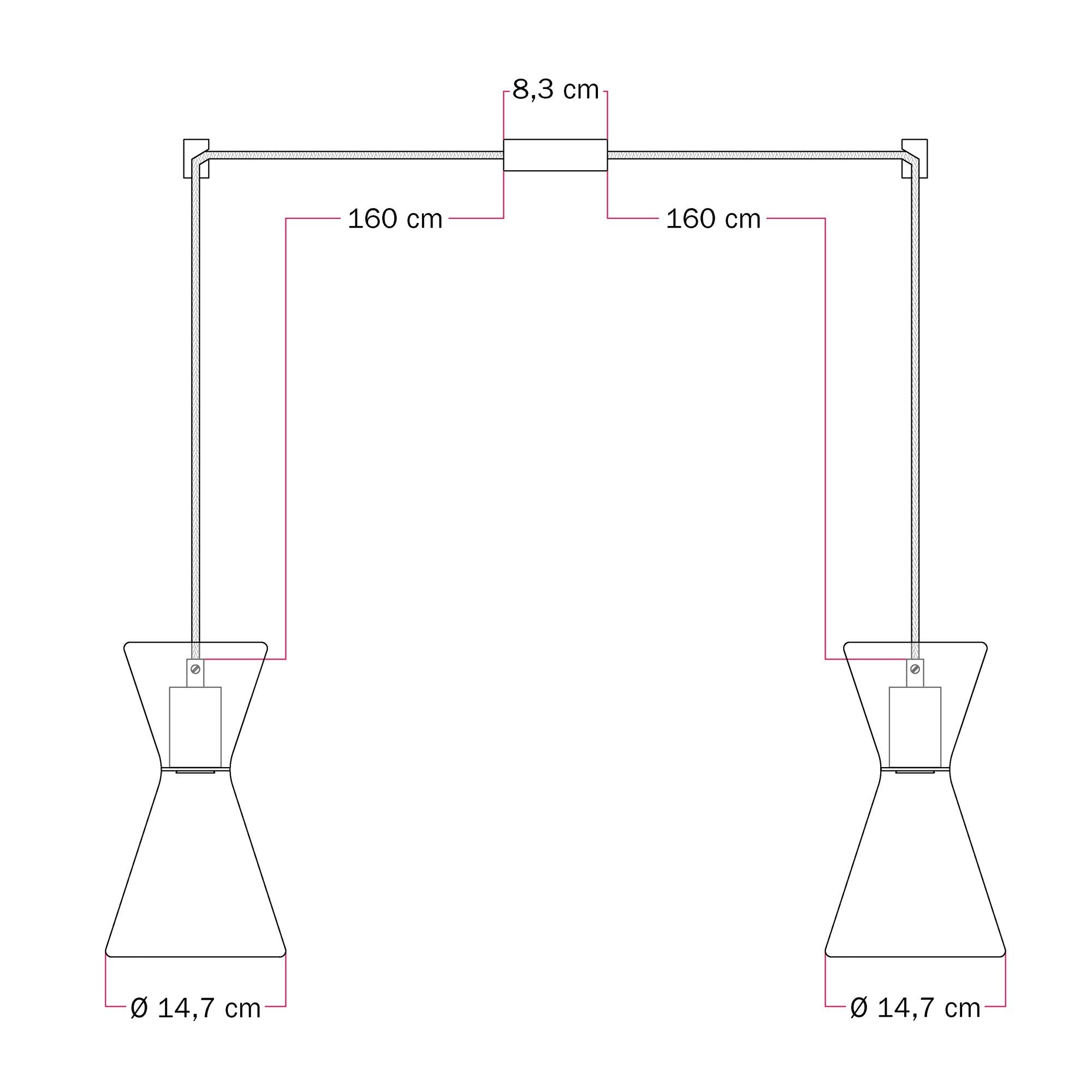 Lampada a sospensione con due cadute con Ghost Doppio cono - Bianco opaco