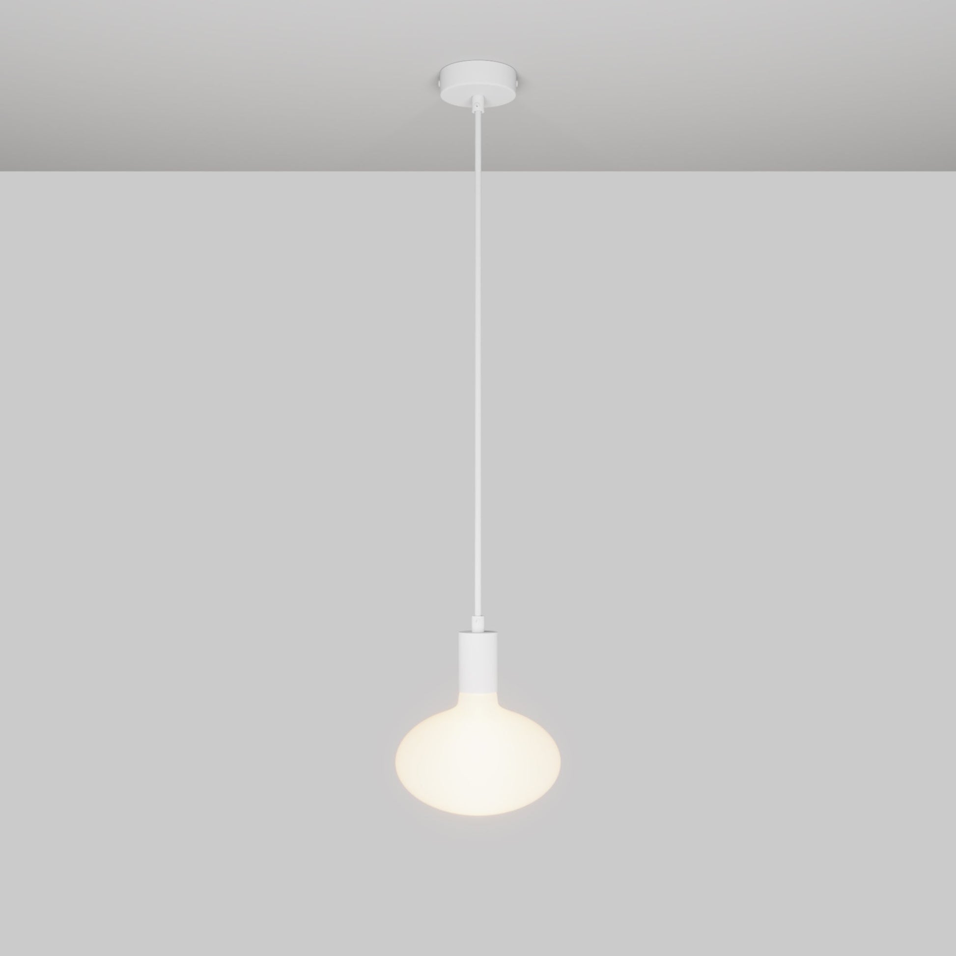 Lampada a sospensione con lampadina LED Ellipse effetto porcellana - Bianco Opaco