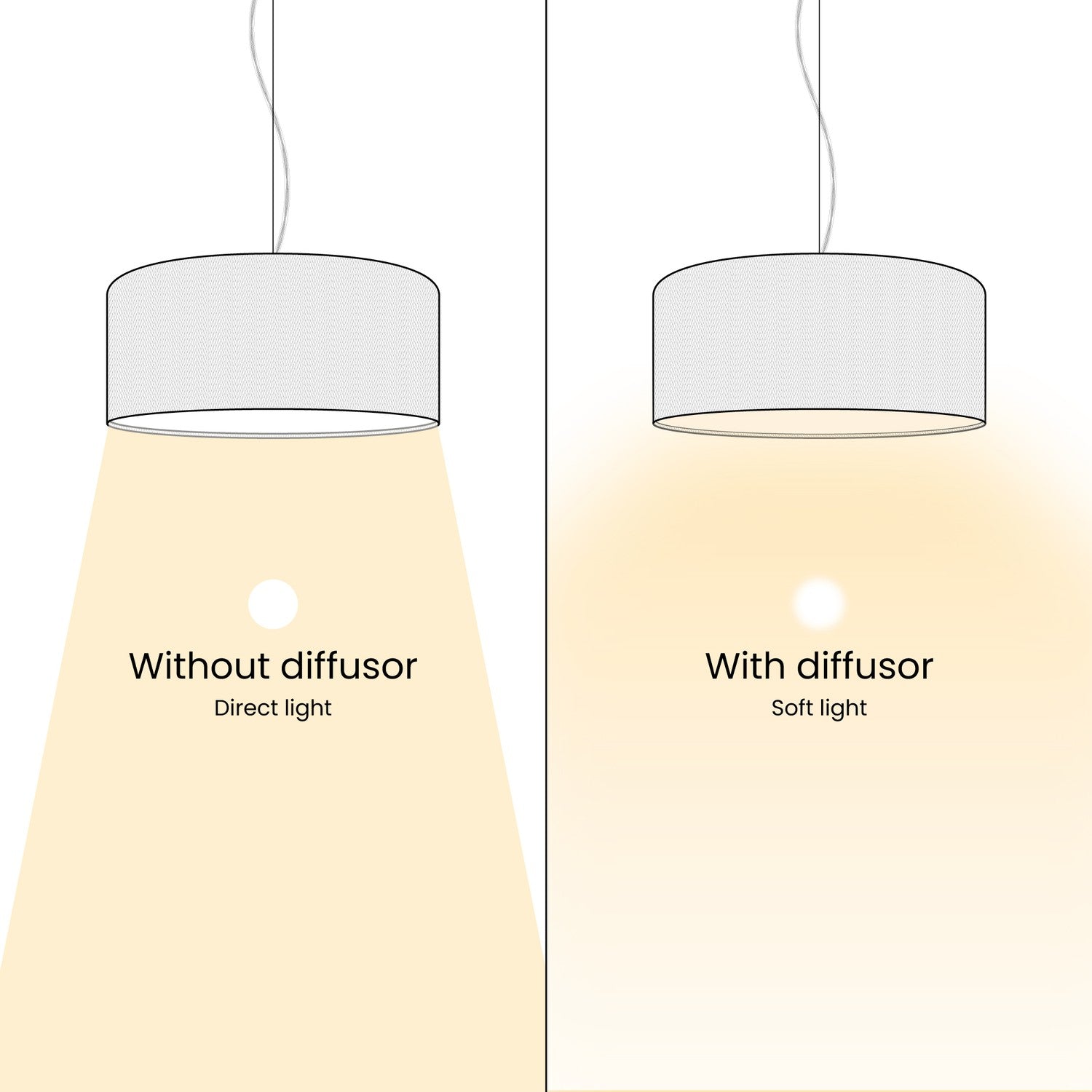 Lampada a sospensione con paralume in tessuto Cilindro Medium Teletta azzurro severo - Made in Italy No