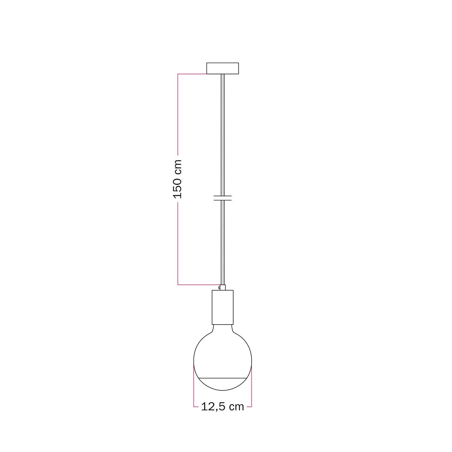 Lampada a sospensione Filotto Metallico con lampadina Lucia - Grigio