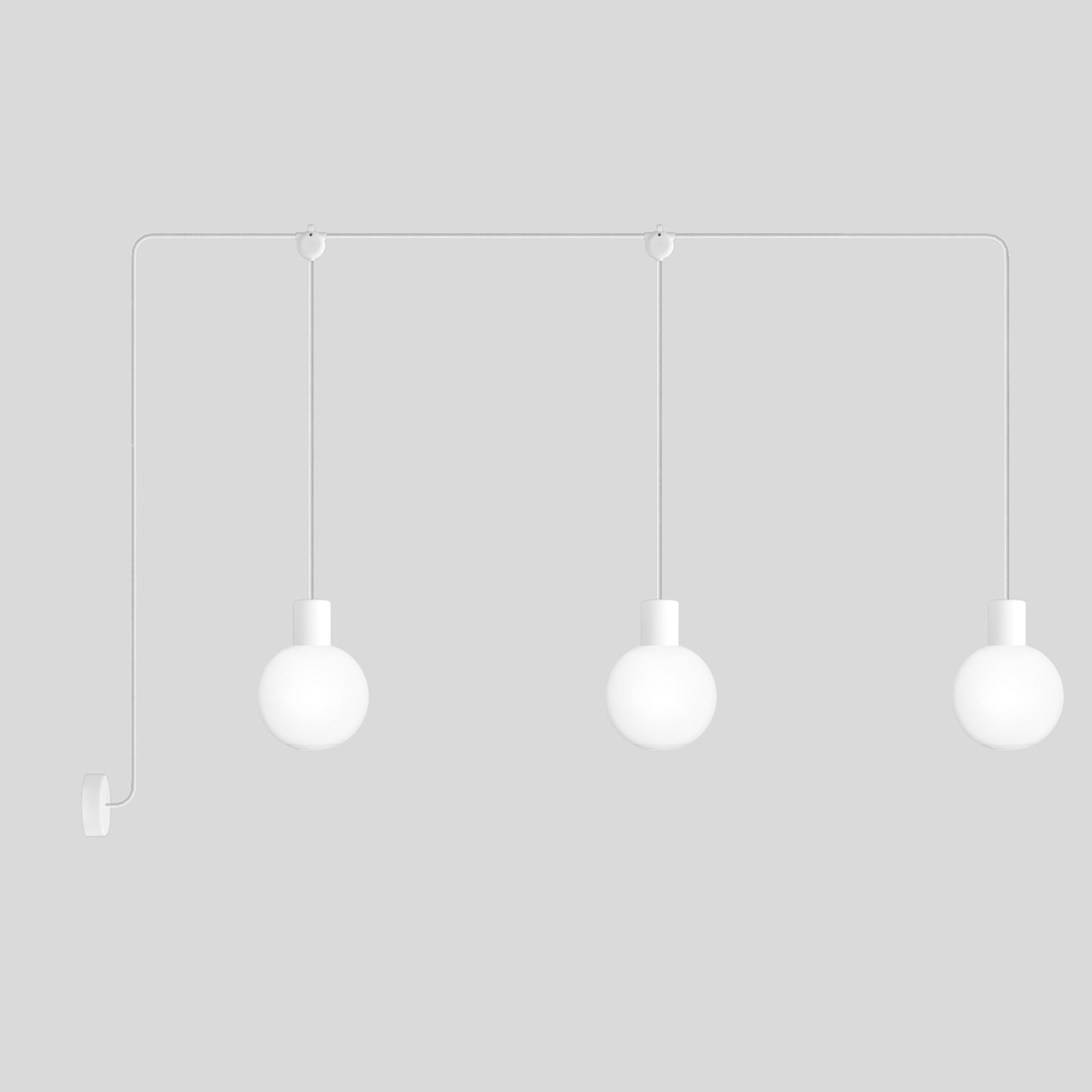 Lampada da esterno Modulair IP65 a 3 cadute con paralumi infrangibili Unbreak-a-Ball - Bianco