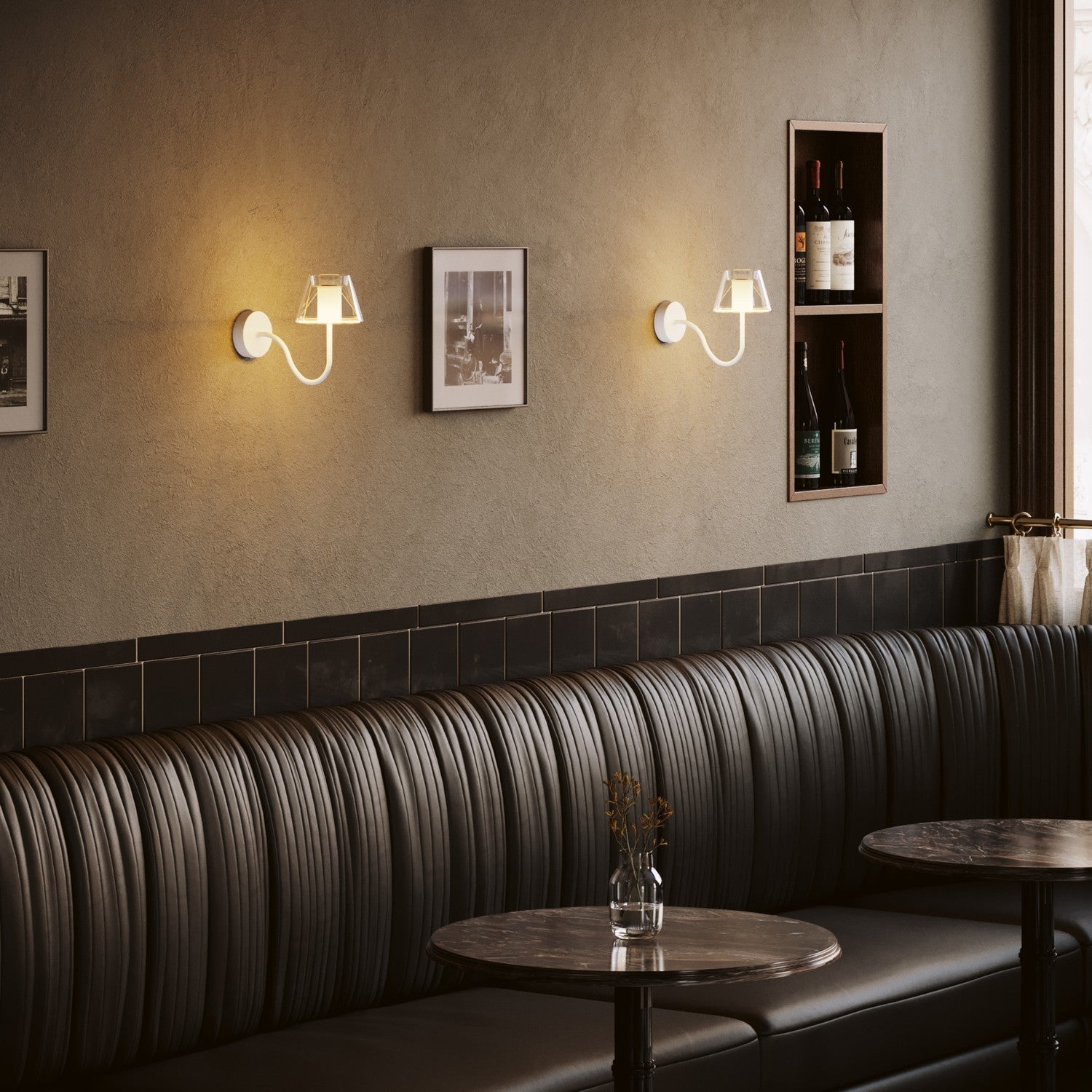 Lampada da parete Fermaluce G07 con estensione a S - Bianco Opaco