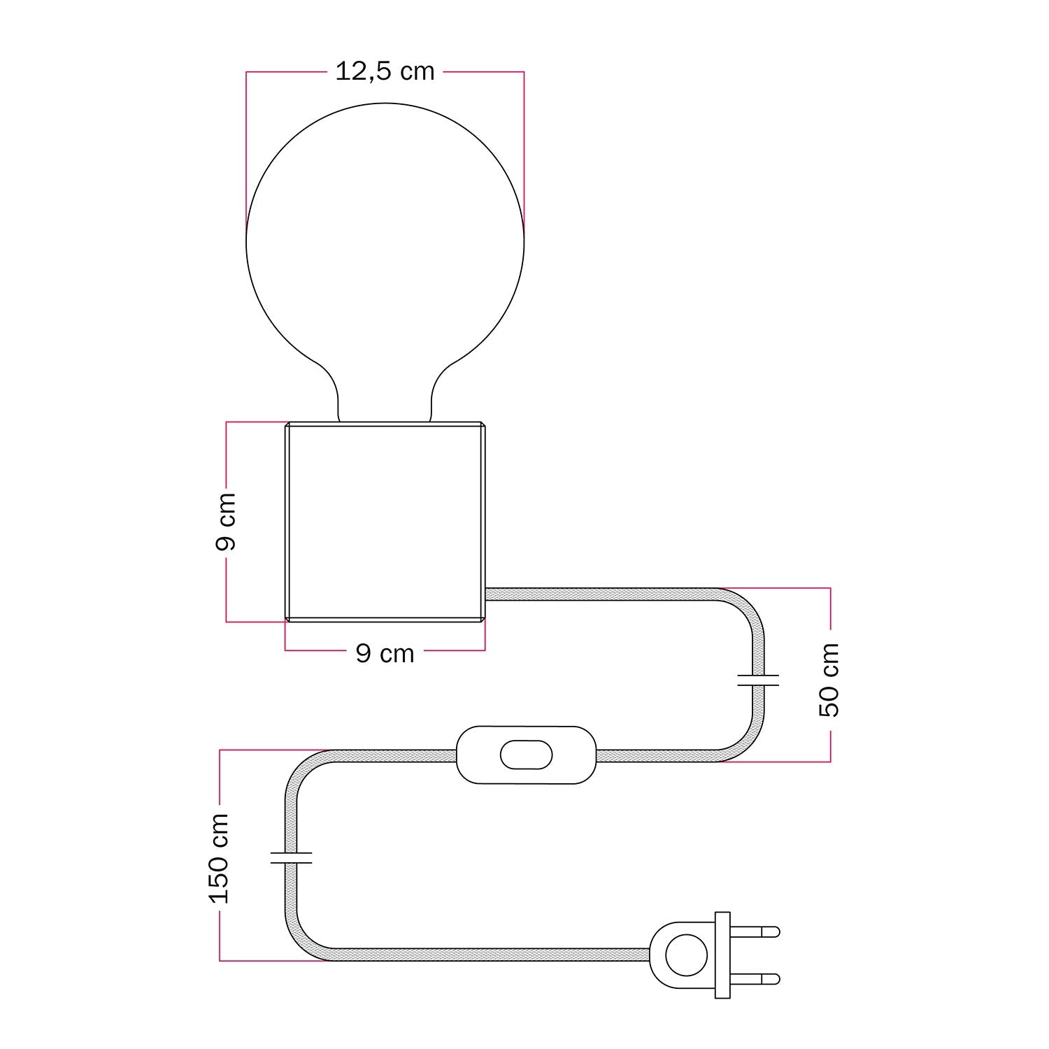 Lampada da tavolo Cubetto "Boia de" con lampadina globo effetto porcellana - Tuttapolpa