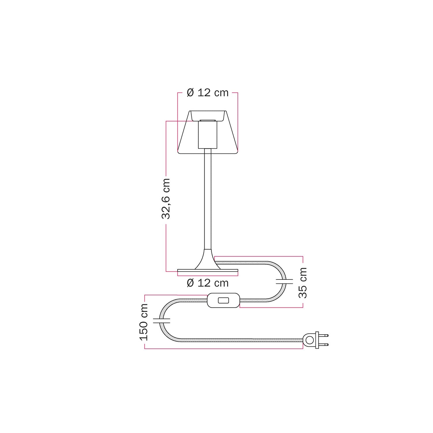 Lampada da tavolo MAG-Y G07 con base metallica tonda - Nero