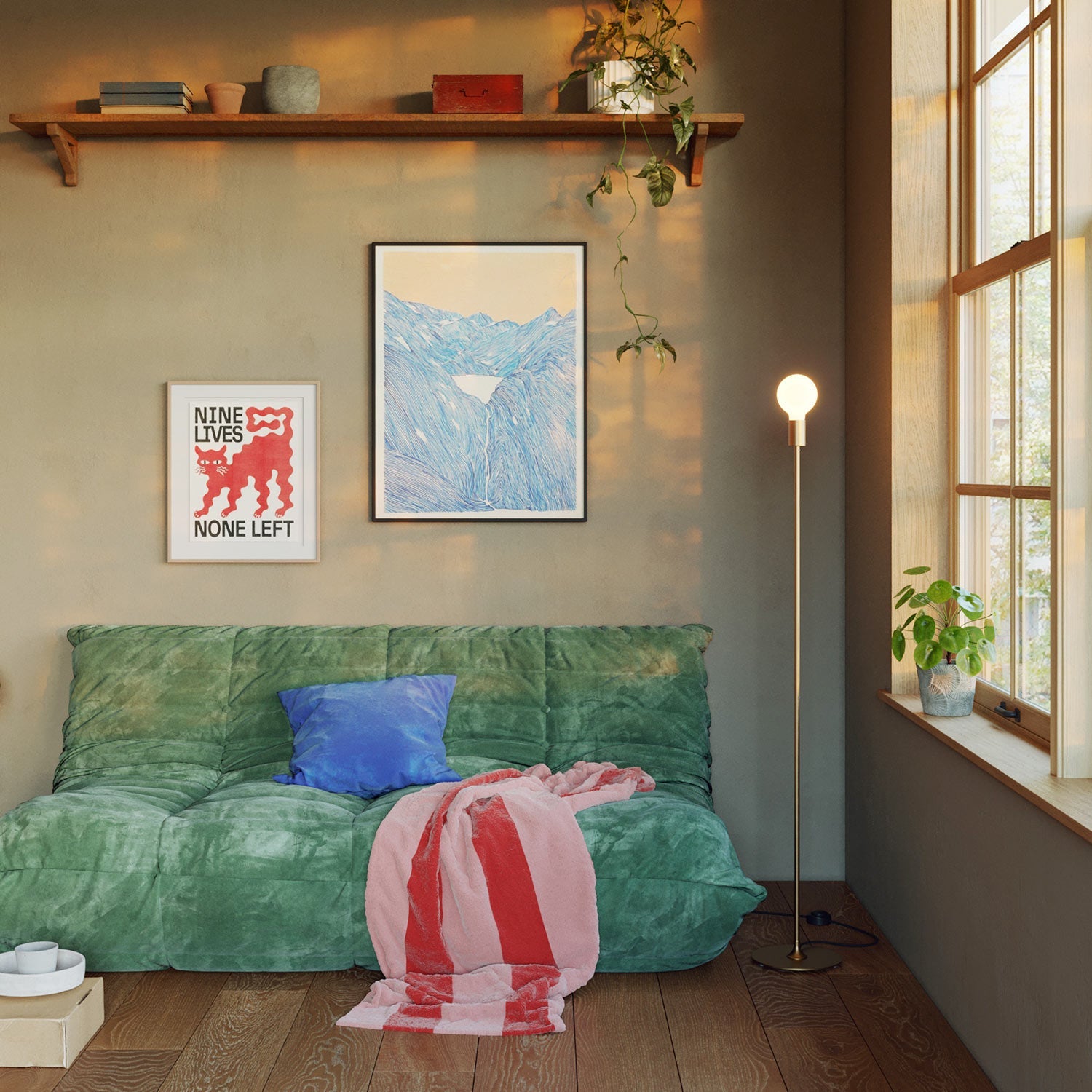 Lampada da terra MAG-Y con base metallica tonda - Bronzo satinato