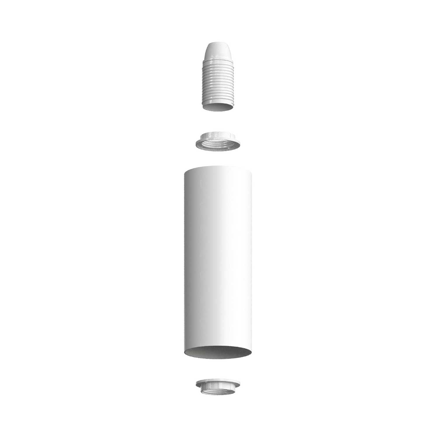 Lampada Fermaluce Flex 30 con mini rosone con interruttore e faretto con paralume Tub-E14 - Bianco opaco