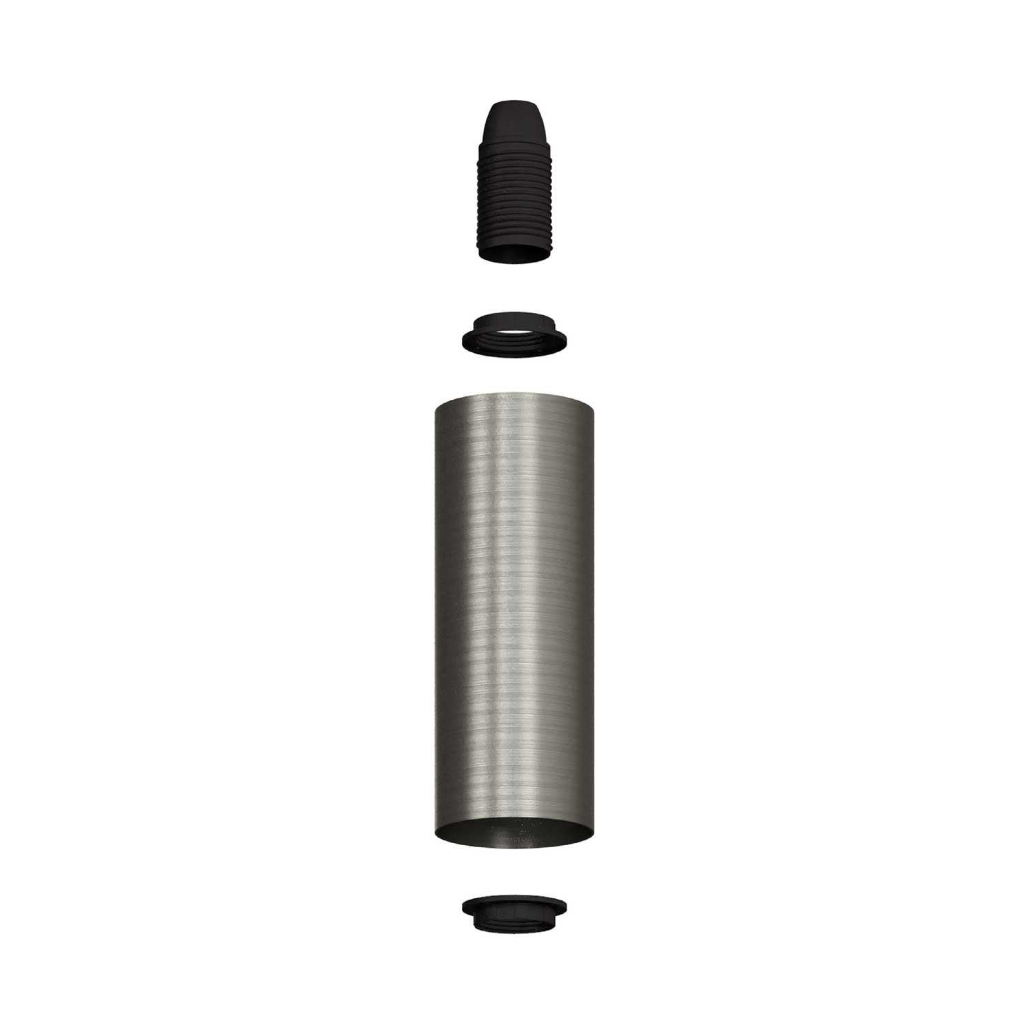 Lampada Fermaluce Flex 30 con mini rosone con interruttore e faretto con paralume Tub-E14 - Titanio satinato