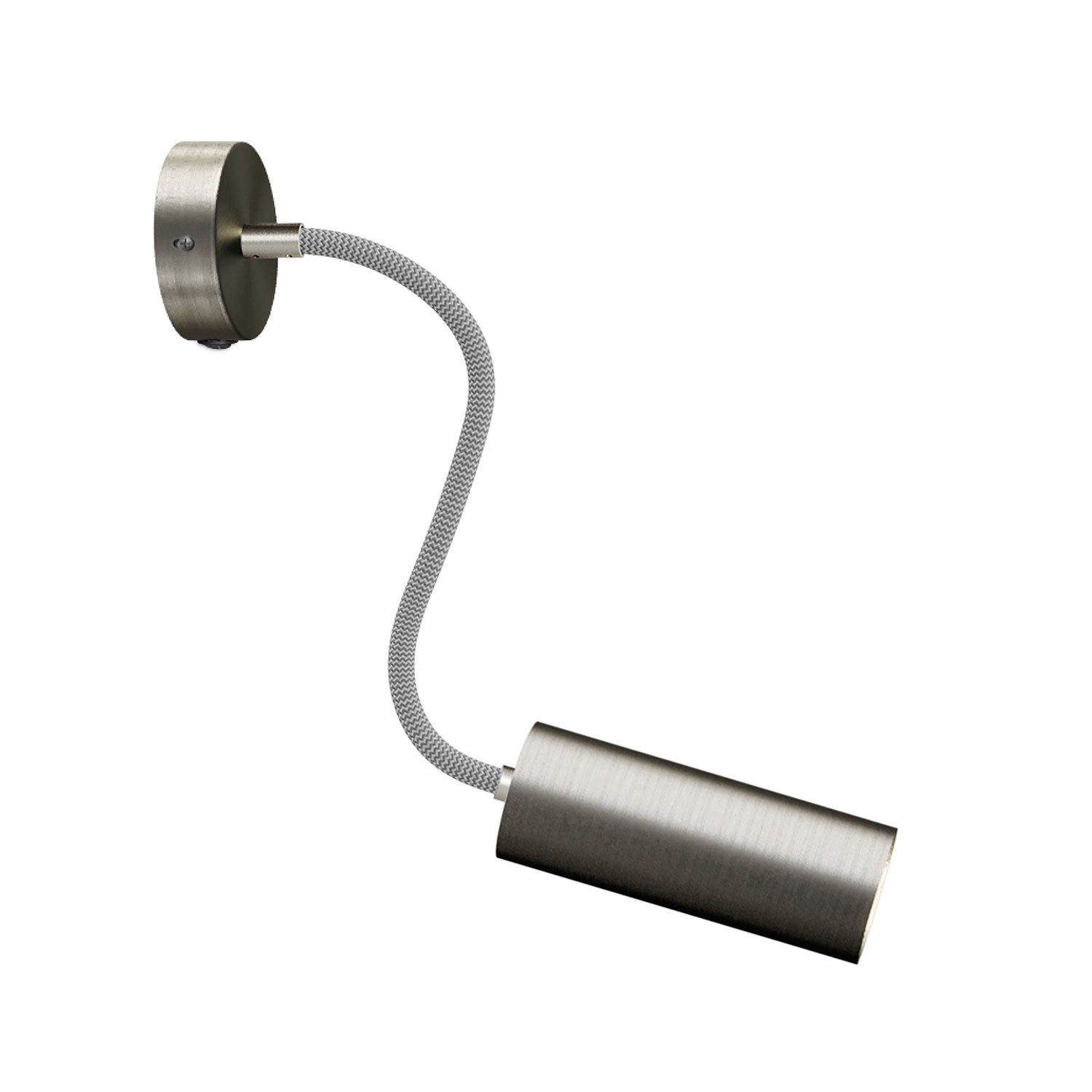 Lampada Fermaluce Flex 30 con mini rosone con interruttore e faretto con paralume Tub-E14 - Titanio satinato