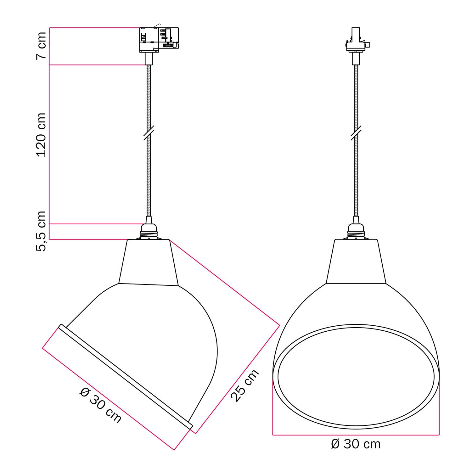 Lampada per binario con paralume Broadway - Bianco