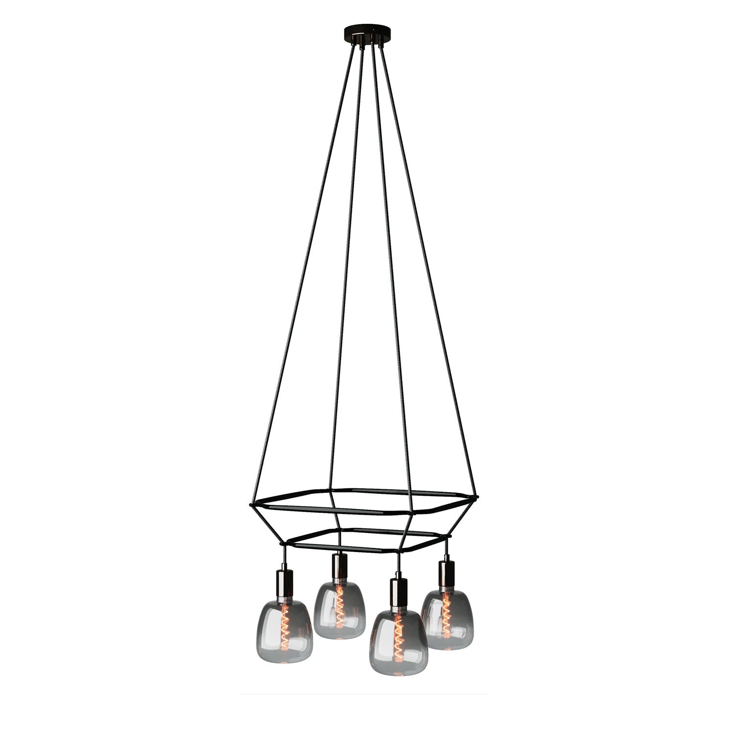 Lampadario 2 Cage a 4 cadute Bona Pastel - Nero perla