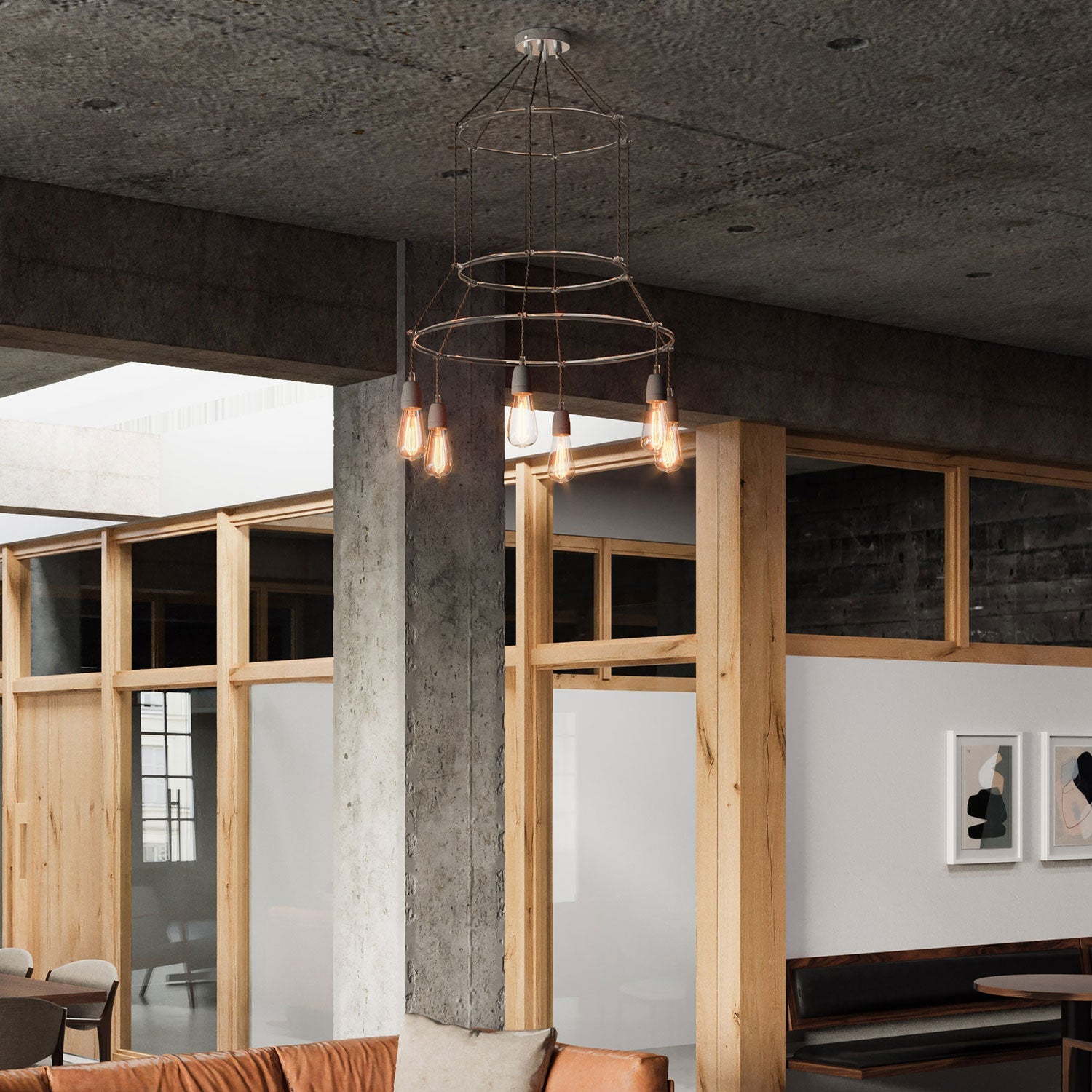 Lampadario 3 Cage a 6 cadute Edison ST64 - Grigio