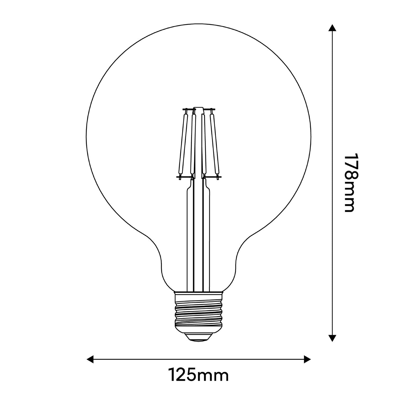 Lampadina LED Tattoo Pio G125 4,5W 470Lm E27 2700K Dimmerabile