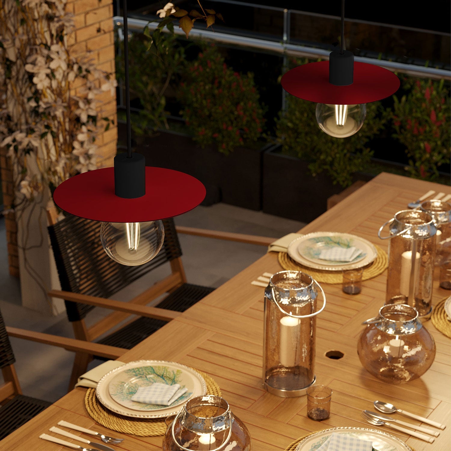 Mini piatto Ellepì 'Solid Color' Rosso per lampade, diametro 24 cm - Made in Italy