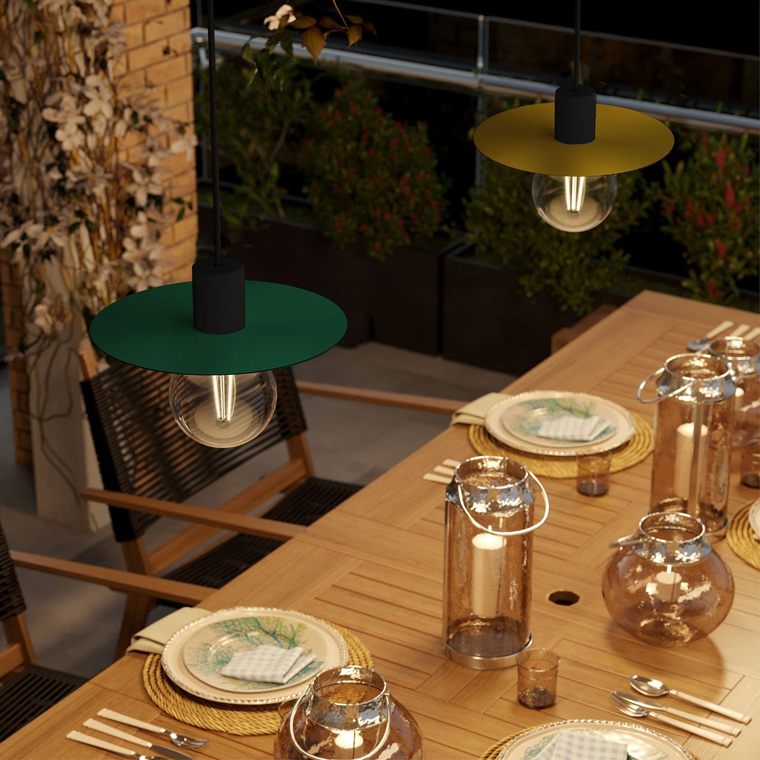 Mini piatto Ellepì 'Solid Color' Verde chiaro e Giallo Limone per lampade, diametro 24 cm - Made in Italy