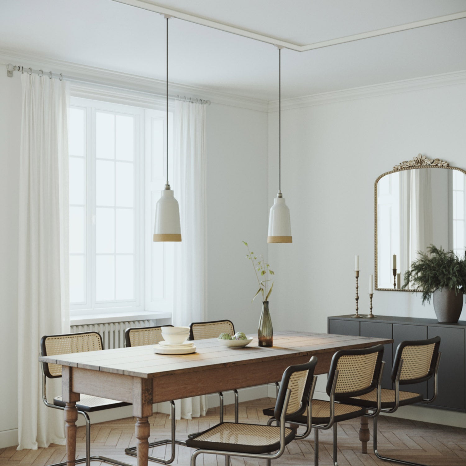 Paralume Bottiglia bicolore in ceramica Bianco e Giallo, collezione Materia - Made in Italy