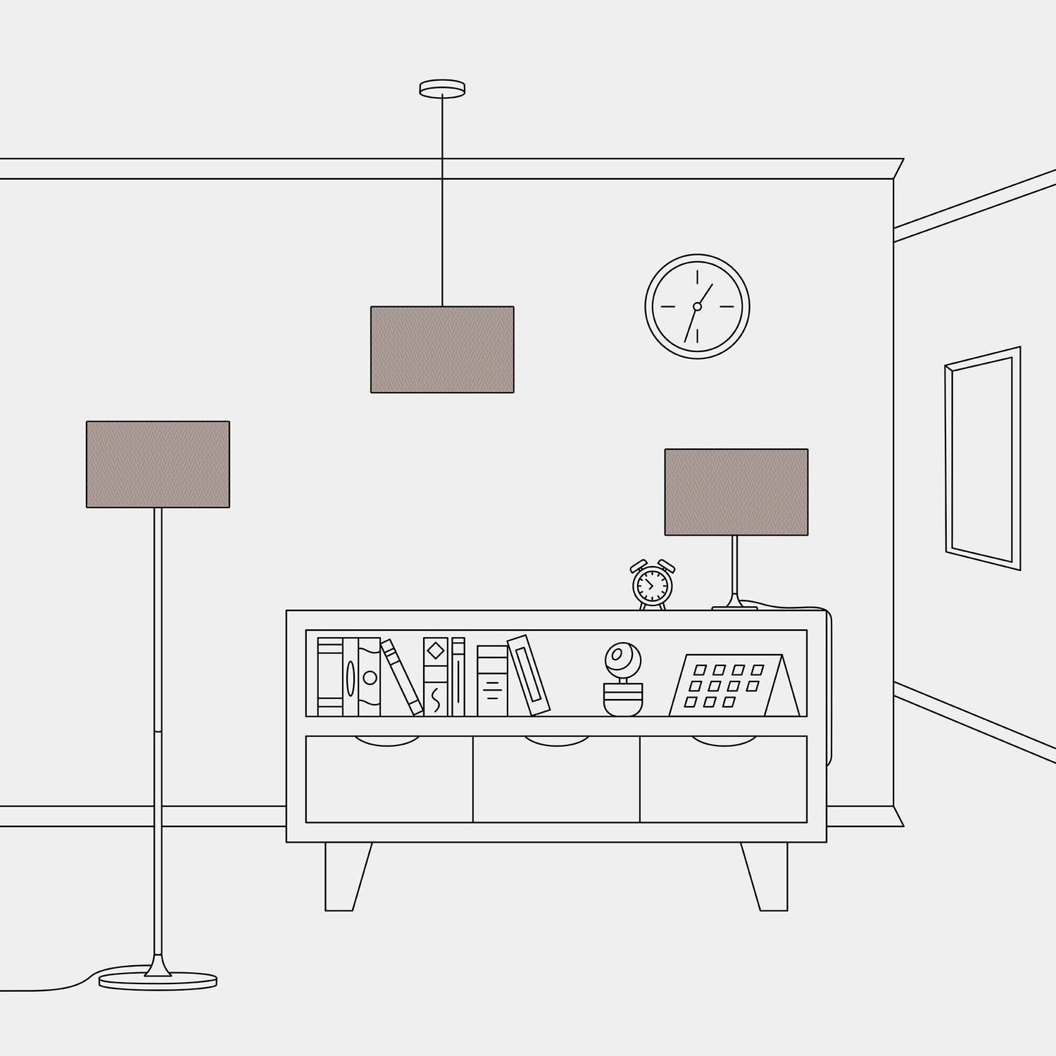 Paralume Cilindro L in tessuto con attacco E27 - Made in Italy - Arenal Cenere