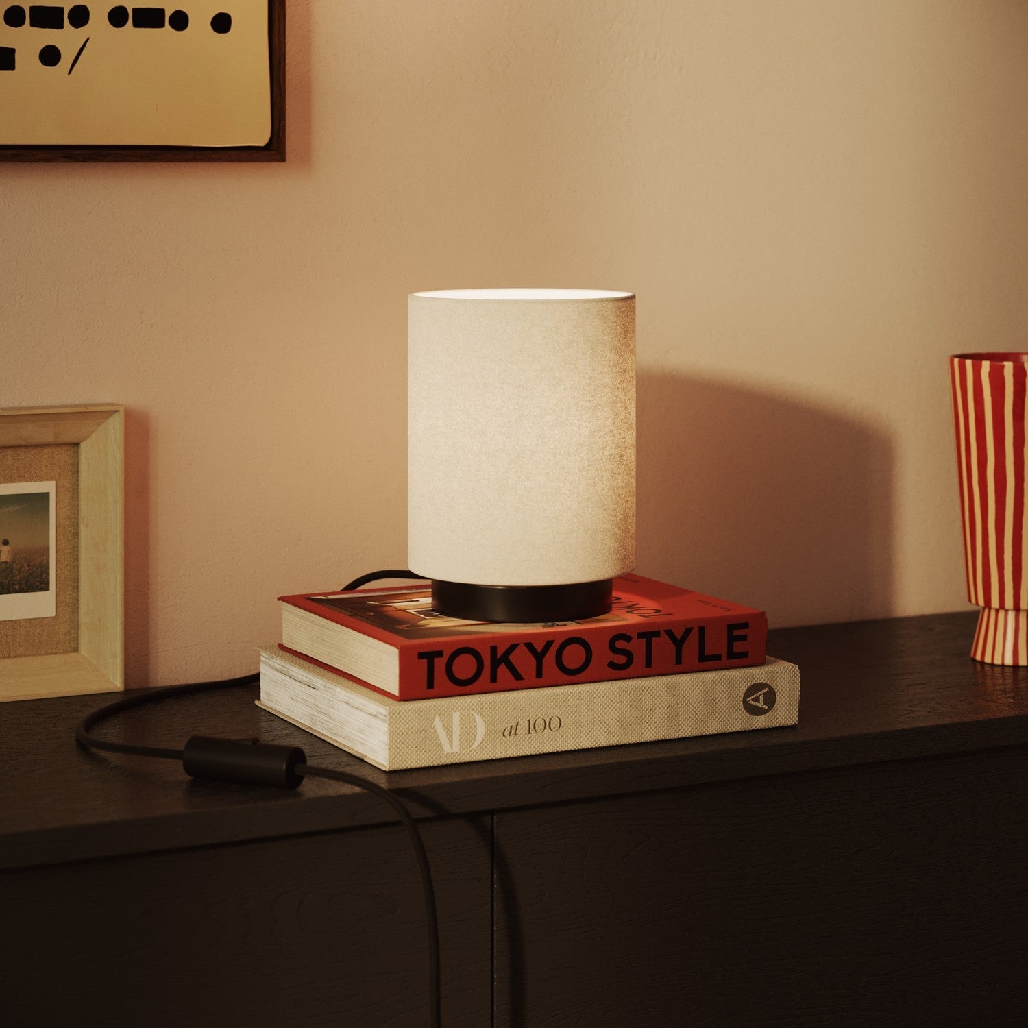 Paralume Cilindro S in tessuto con attacco E27 - Made in Italy - Lana Sabbia