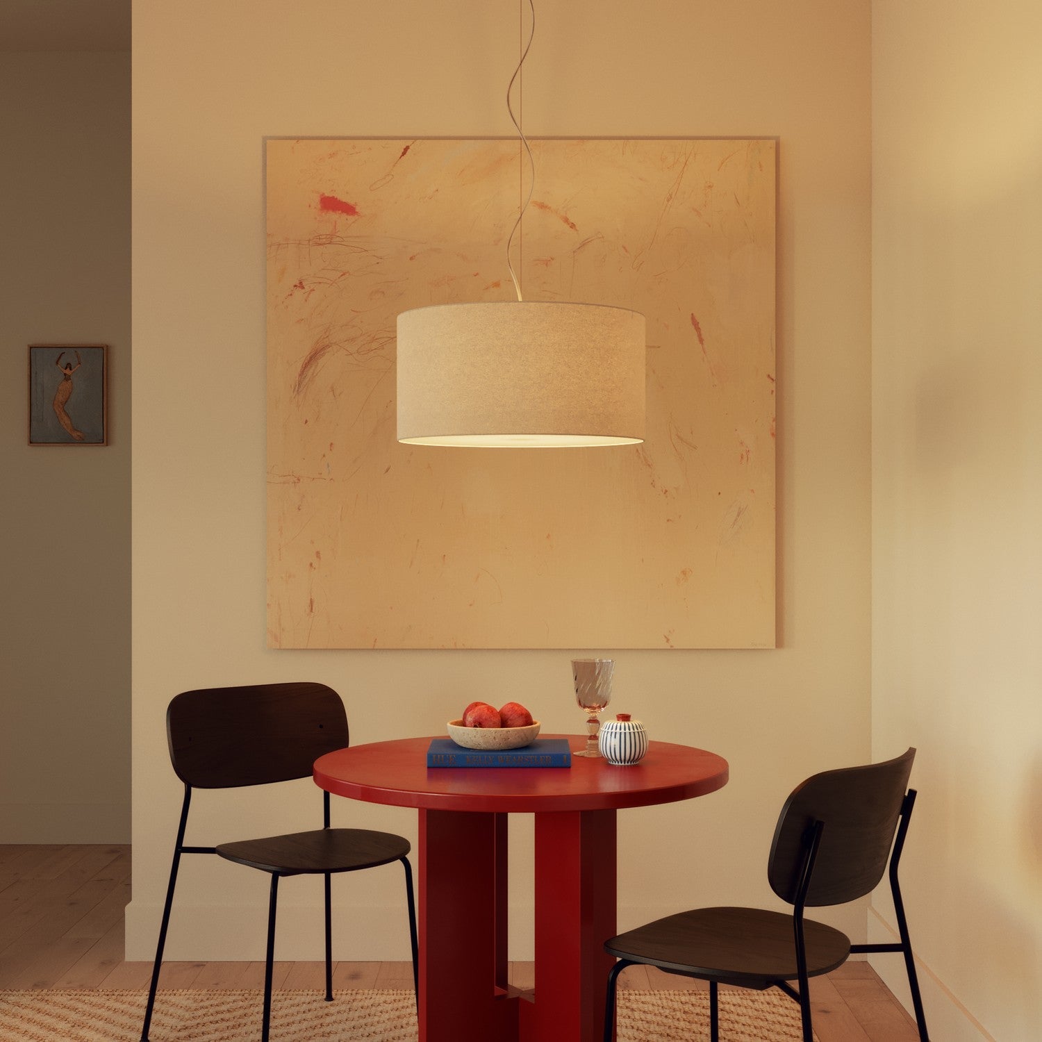 Paralume Cilindro XL in tessuto con attacco E27 - Made in Italy - Lana Sabbia