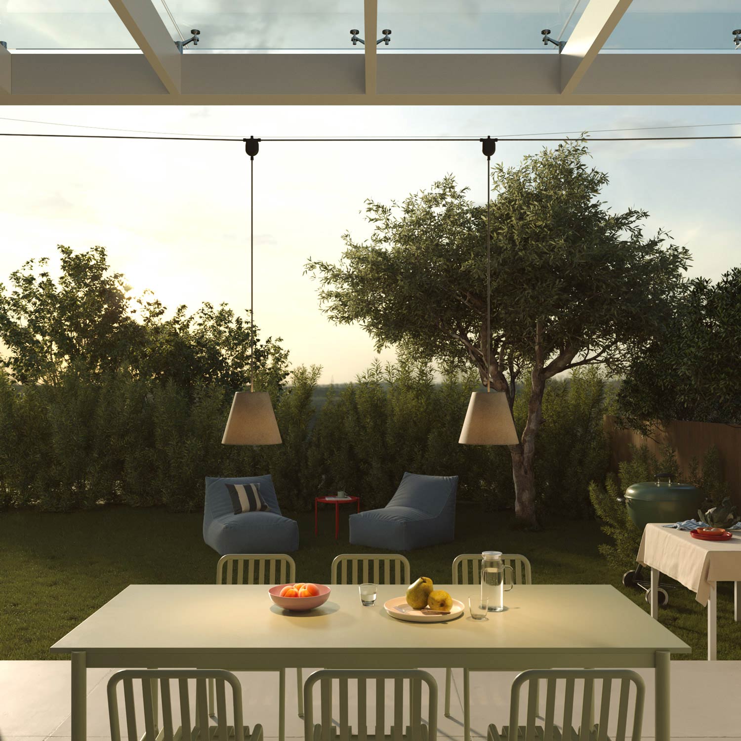 Paralume Impero da outdoor in PVC Saulé verde con attacco E27 - Made in Italy