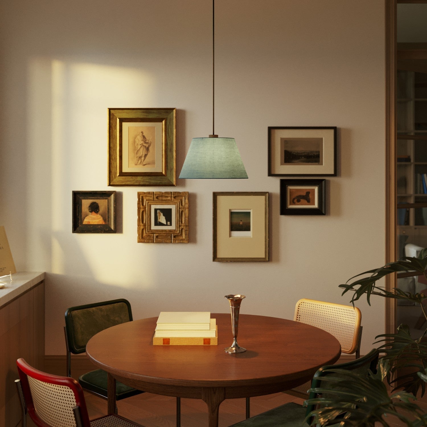 Paralume Impero M per sospensione con attacco E27 - Made in Italy - Teletta Verde Dubbio