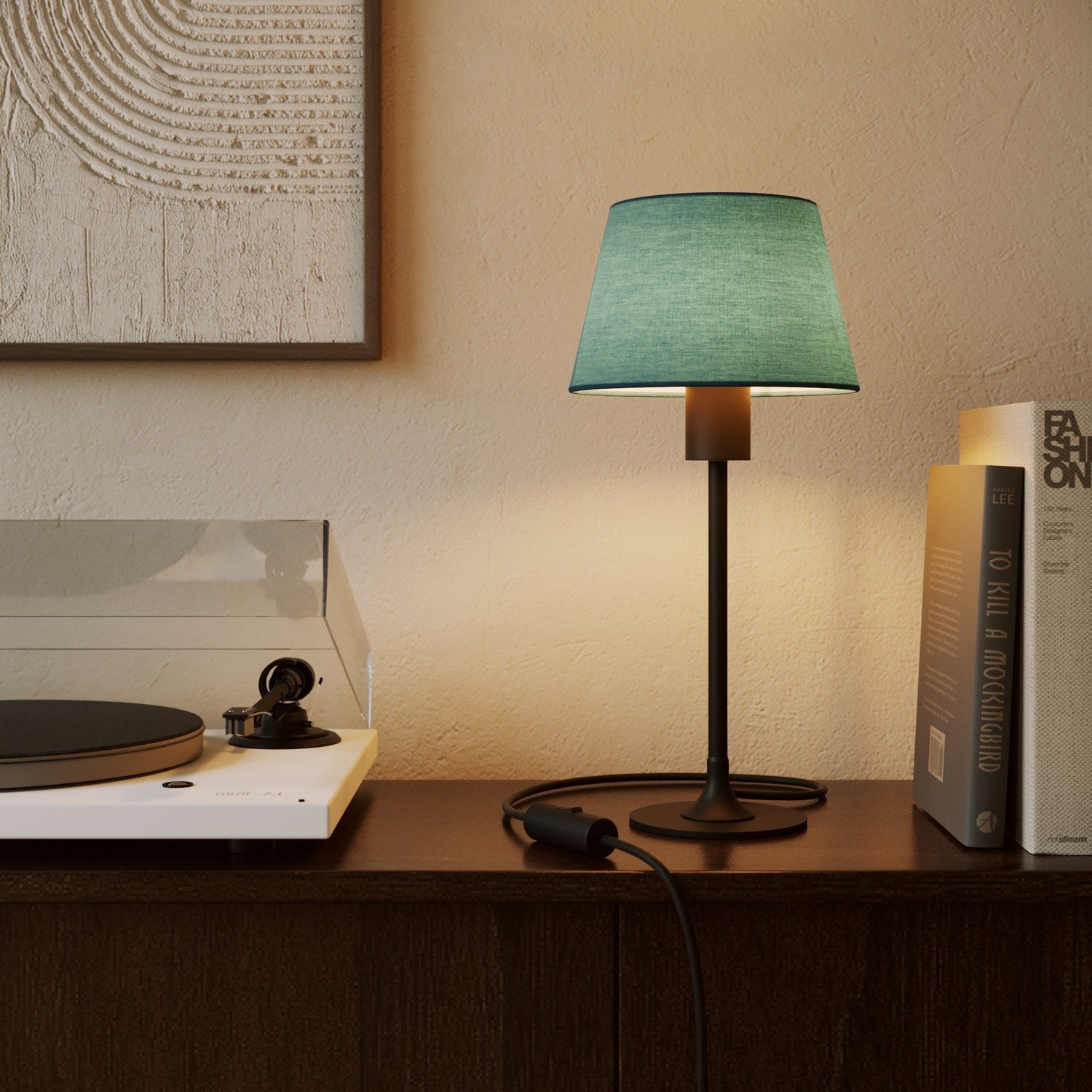 Paralume Impero S con attacco E27 per lampada da tavolo o applique - Made in Italy - Teletta Verde Dubbio