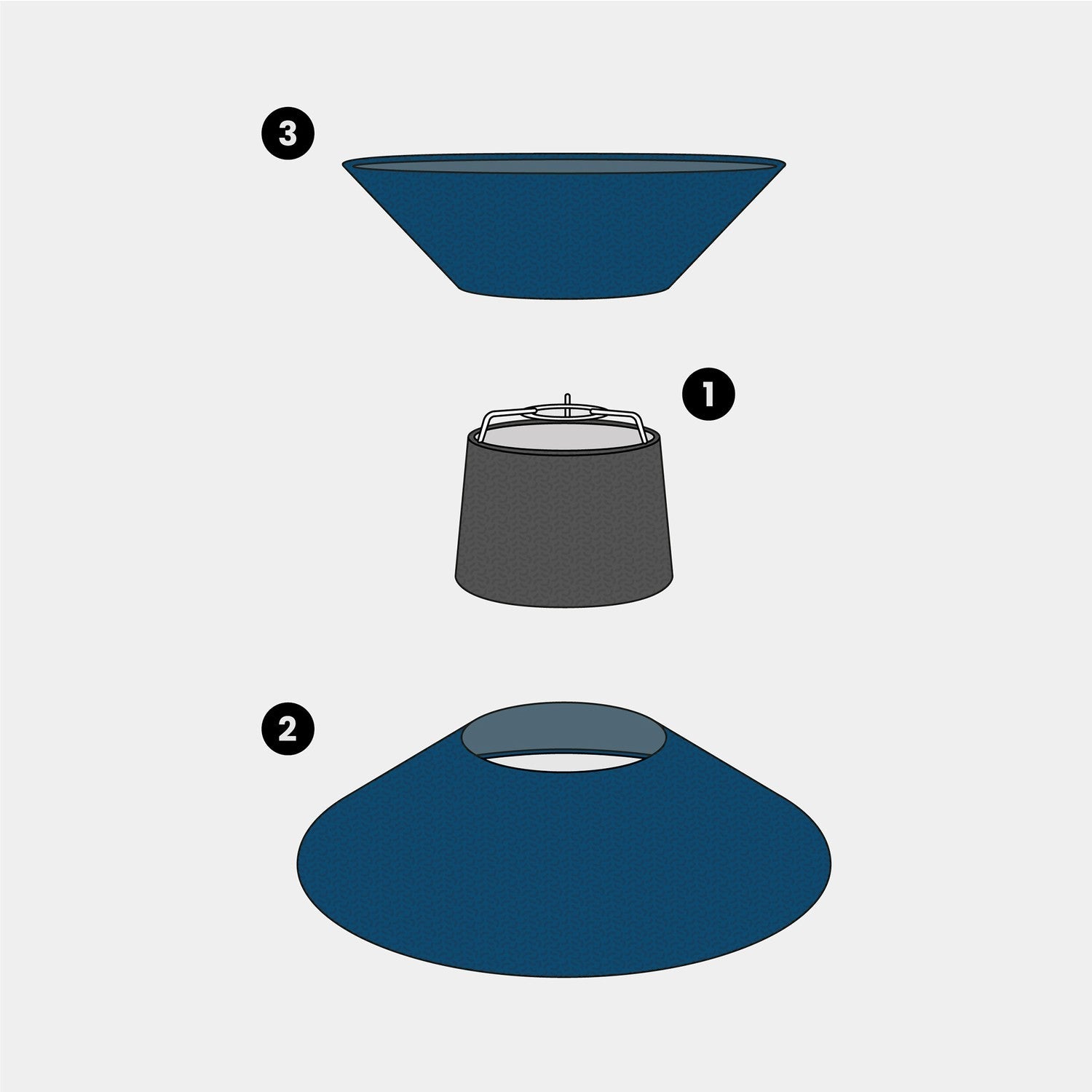 Paralume in tessuto Clessidra per lampada a sospensione - Lana Blu Lana grigio scuro