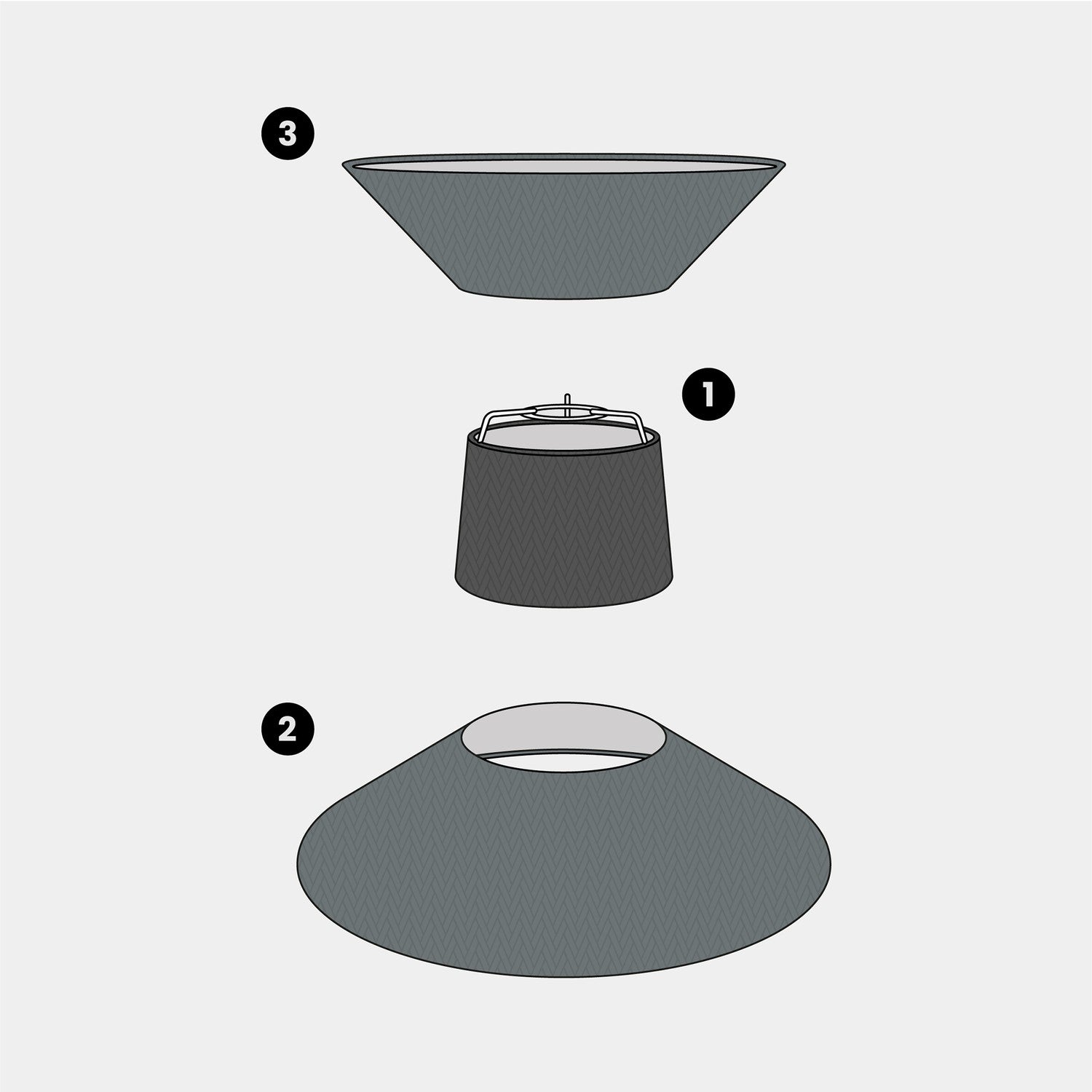 Paralume in tessuto Clessidra Teletta grigio scuro - Made in Italy Teletta antracite