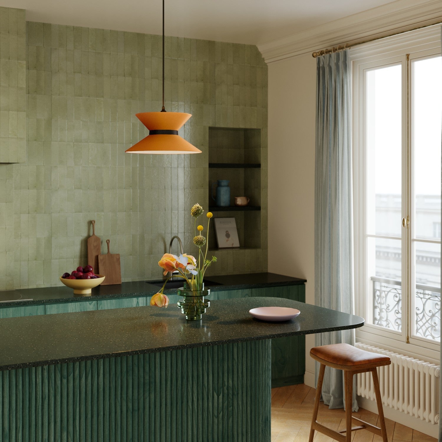 Paralume in tessuto Clessidra Teletta mandarino - Made in Italy Teletta antracite