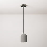 Pendant lamp with textile cable and lampshade Mini Bell XS ceramic shade - Cement effect