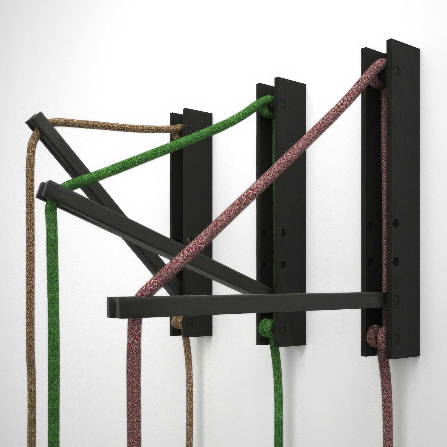 Pinocchio, supporto a muro regolabile in legno per lampade a sospensione - Nero