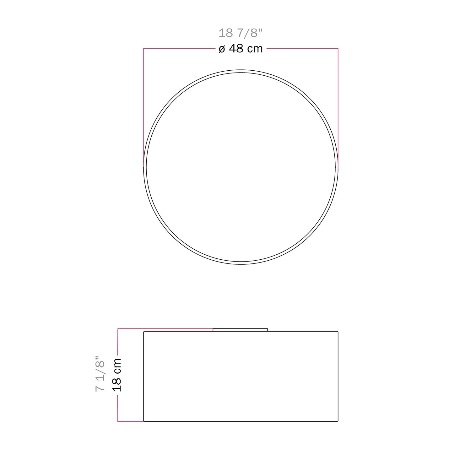 Plafoniera in tessuto Medium Slim - Made in Italy - Teletta Azzurro Severo