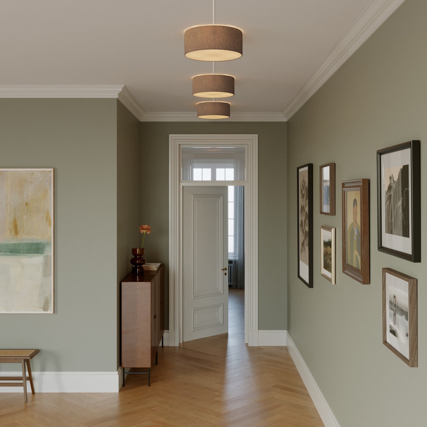 Plafoniera in tessuto Small Camelot marrone - Made in Italy