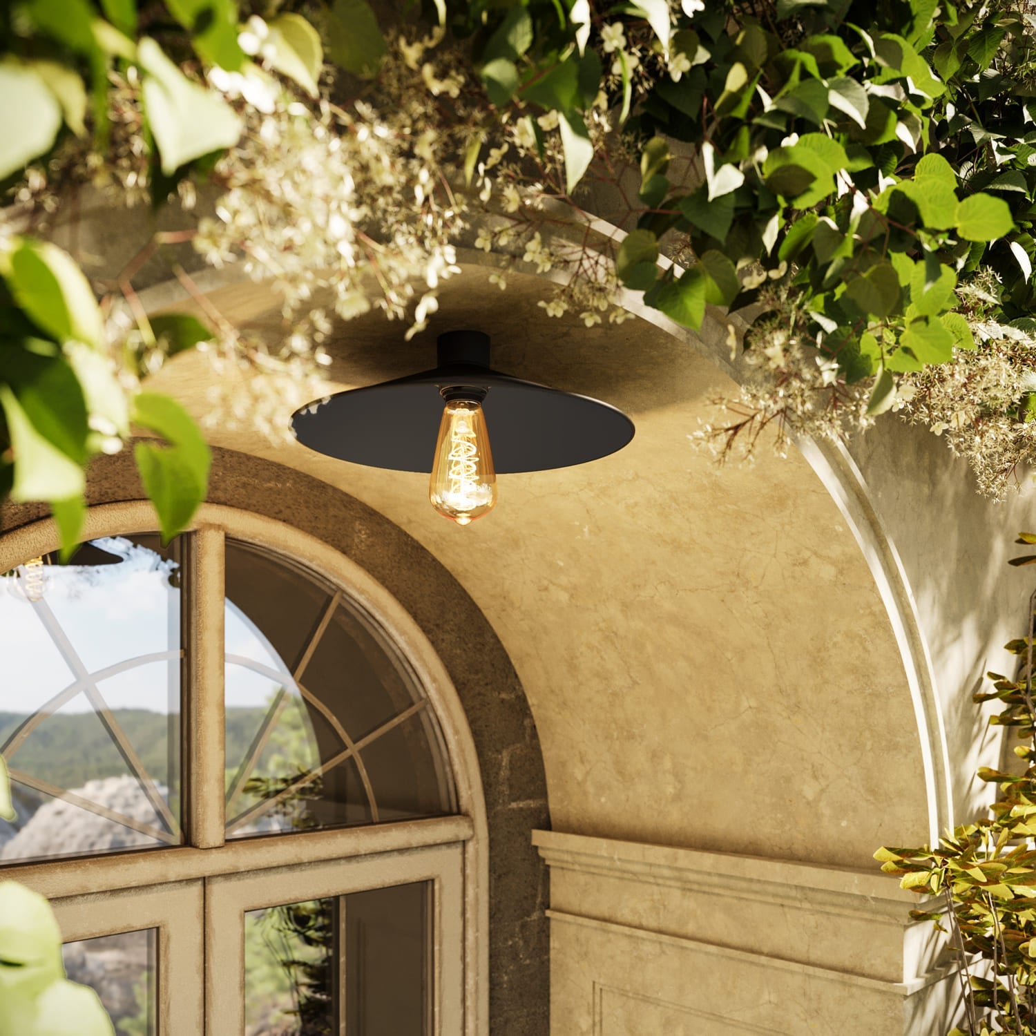 Portalampada E27 Nero per paralume da parete o soffitto - Waterproof IP44