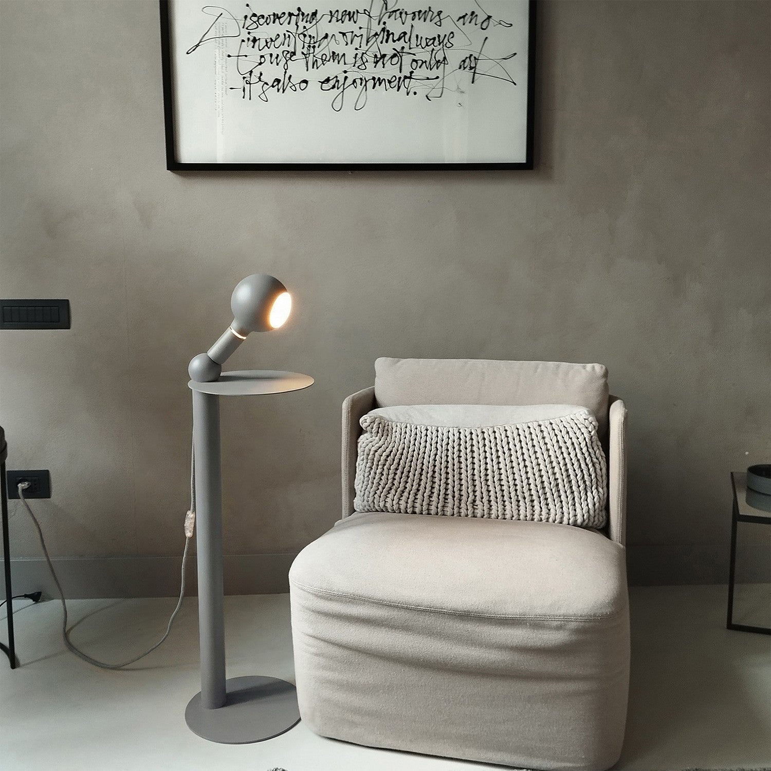 Rocco - Lampada da terra con lampadina Camo - Grigio