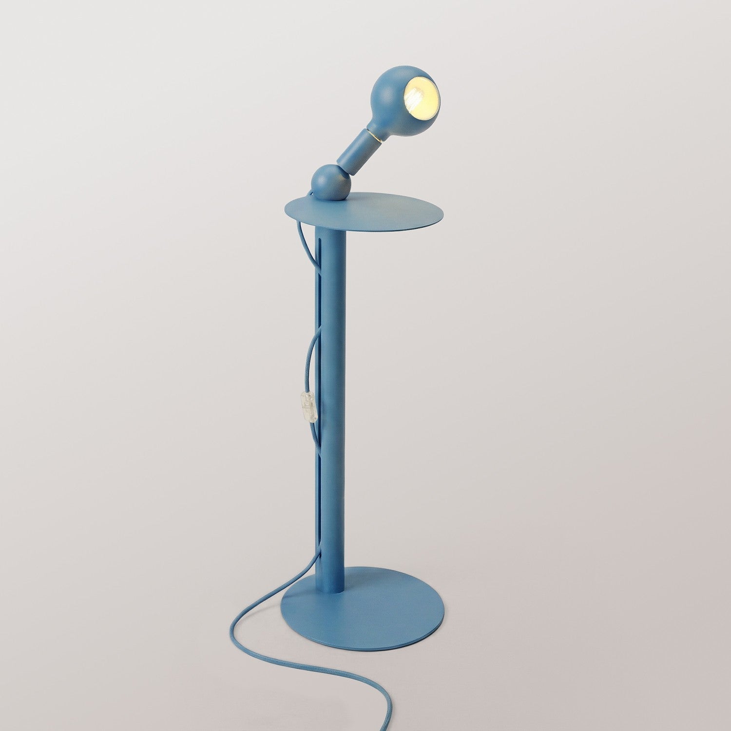 Rocco - Lampada da terra con spina UK e lampadina Camo - Blu