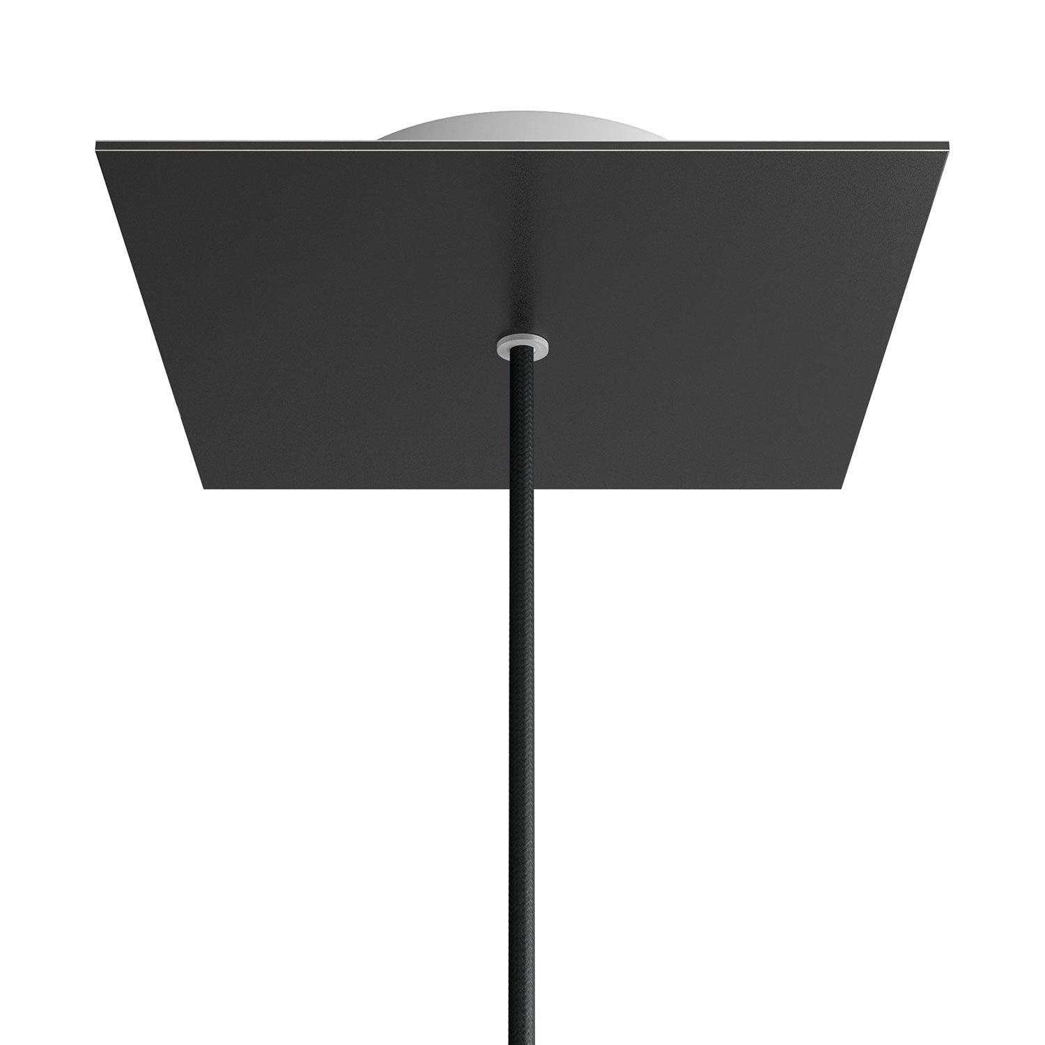 Rosone Rose-One quadrato, 200 mm con 1 foro e 4 fori laterali - Nero opaco Bianco