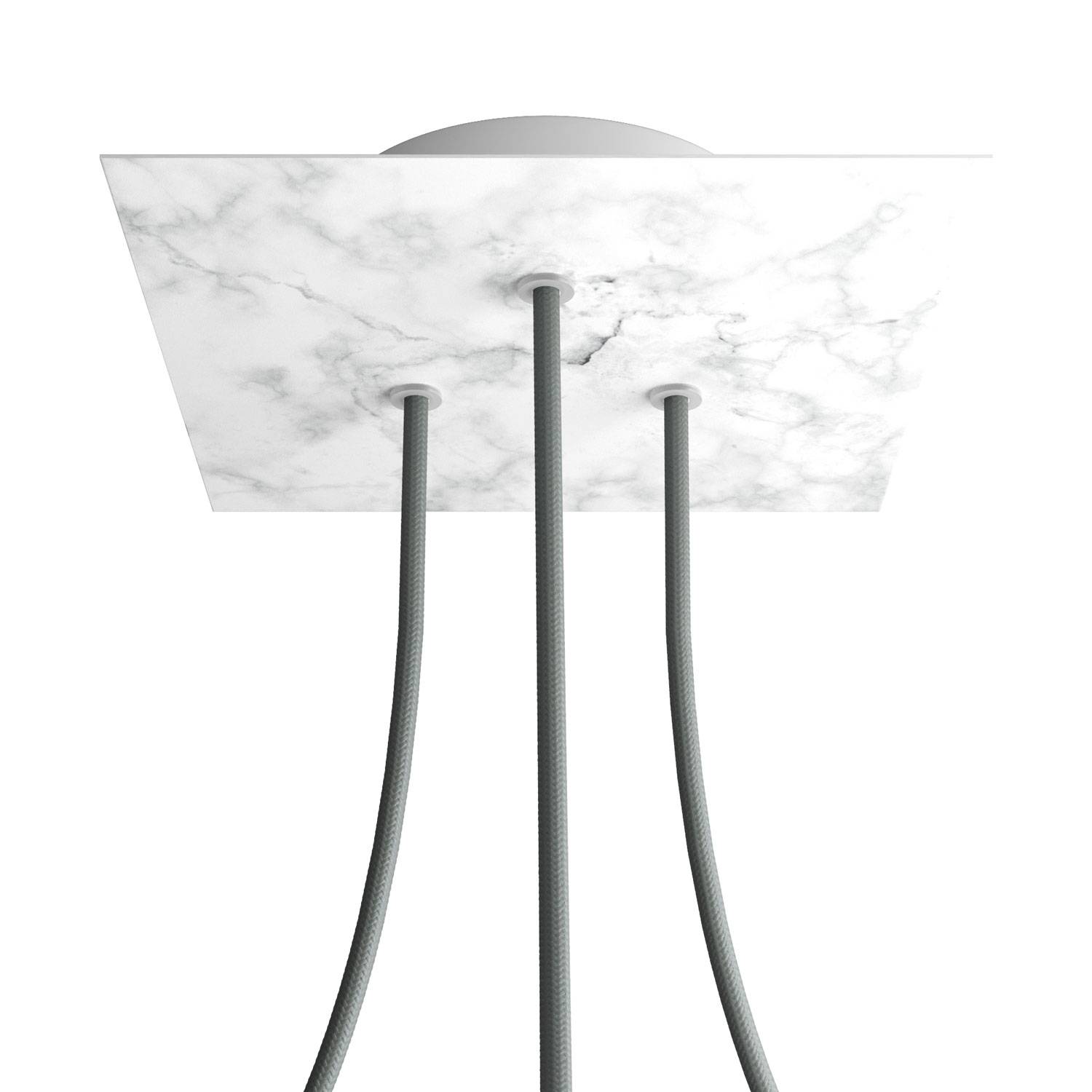 Rosone Rose-One quadrato, 200 mm con 3 fori e 4 fori laterali - Marmo Carrara Bianco