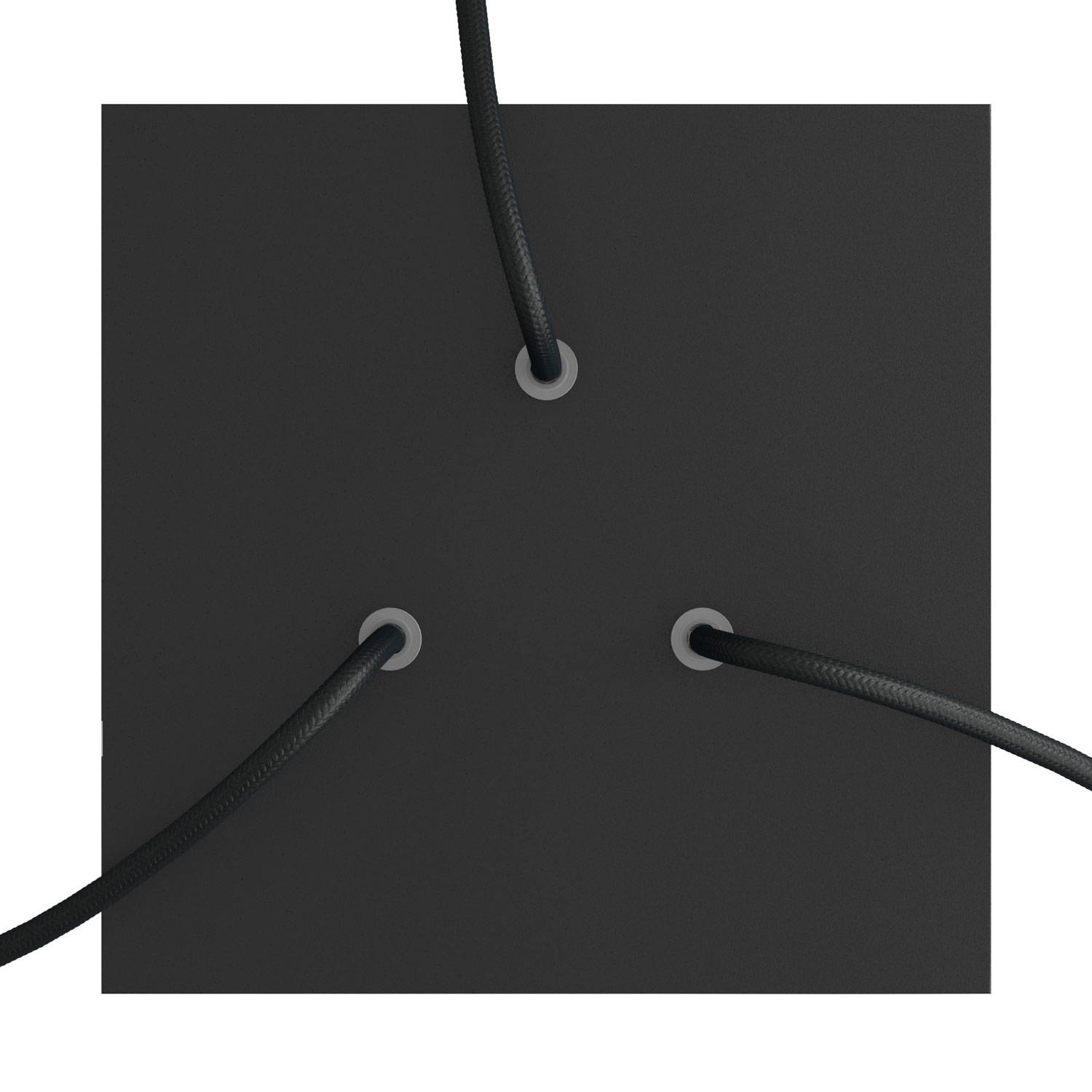 Rosone Rose-One quadrato, 200 mm con 3 fori e 4 fori laterali - Nero opaco Bianco