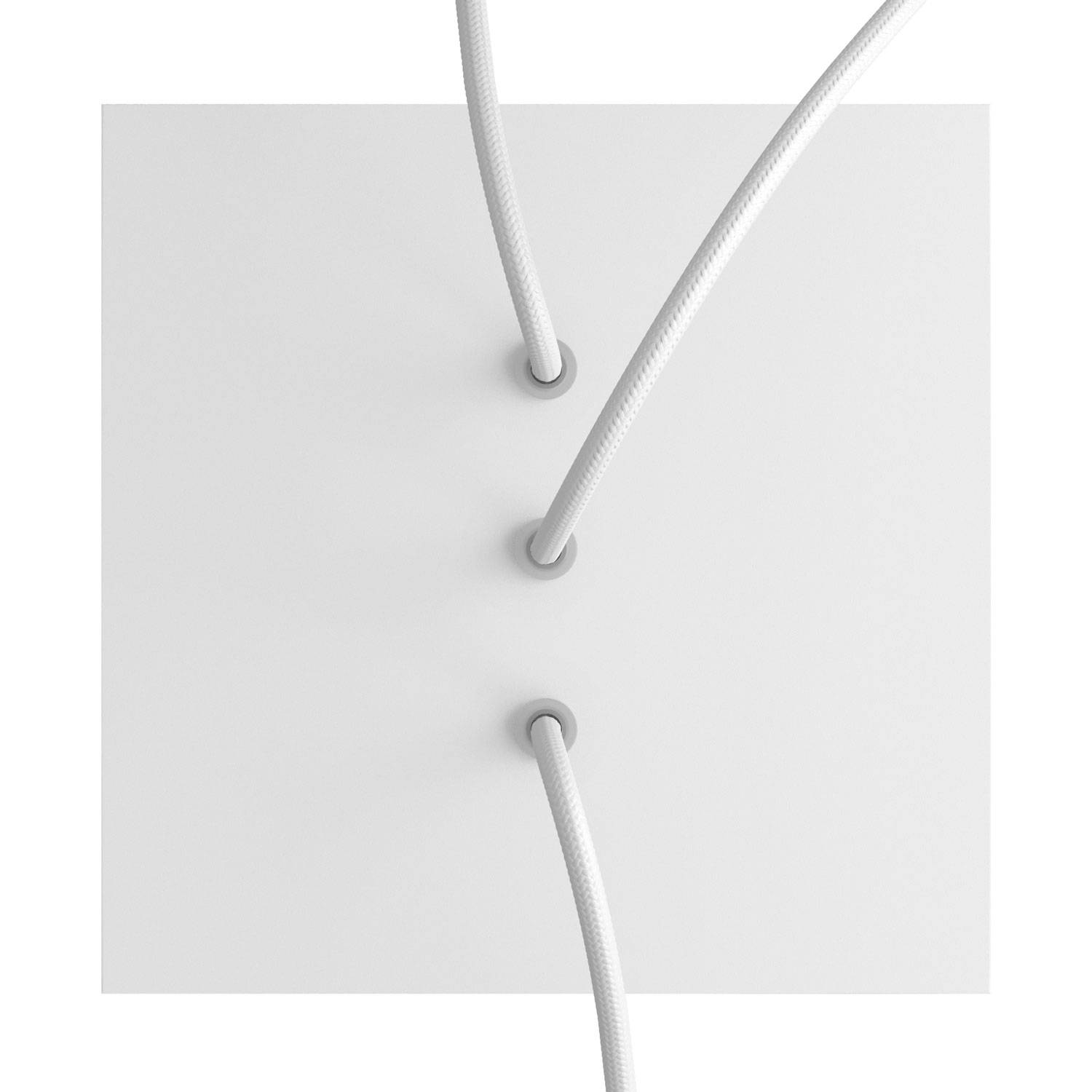 Rosone Rose-One quadrato, 200 mm con 3 fori in linea e 4 fori laterali - Bianco opaco Bianco