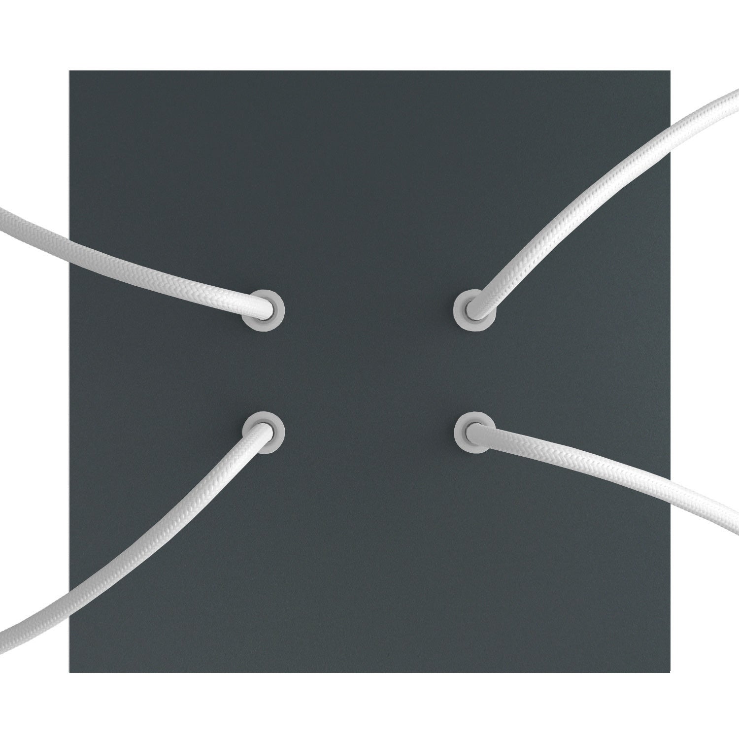 Rosone Rose-One quadrato, 200 mm con 4 fori e 4 fori laterali - Antracite Bianco