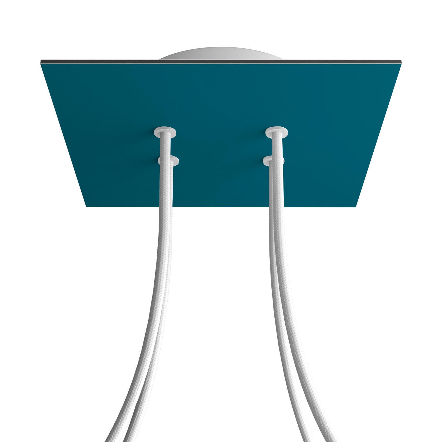 Rosone Rose - One quadrato, 200 mm con 4 fori e 4 fori laterali - Petrolio - Creative Cables