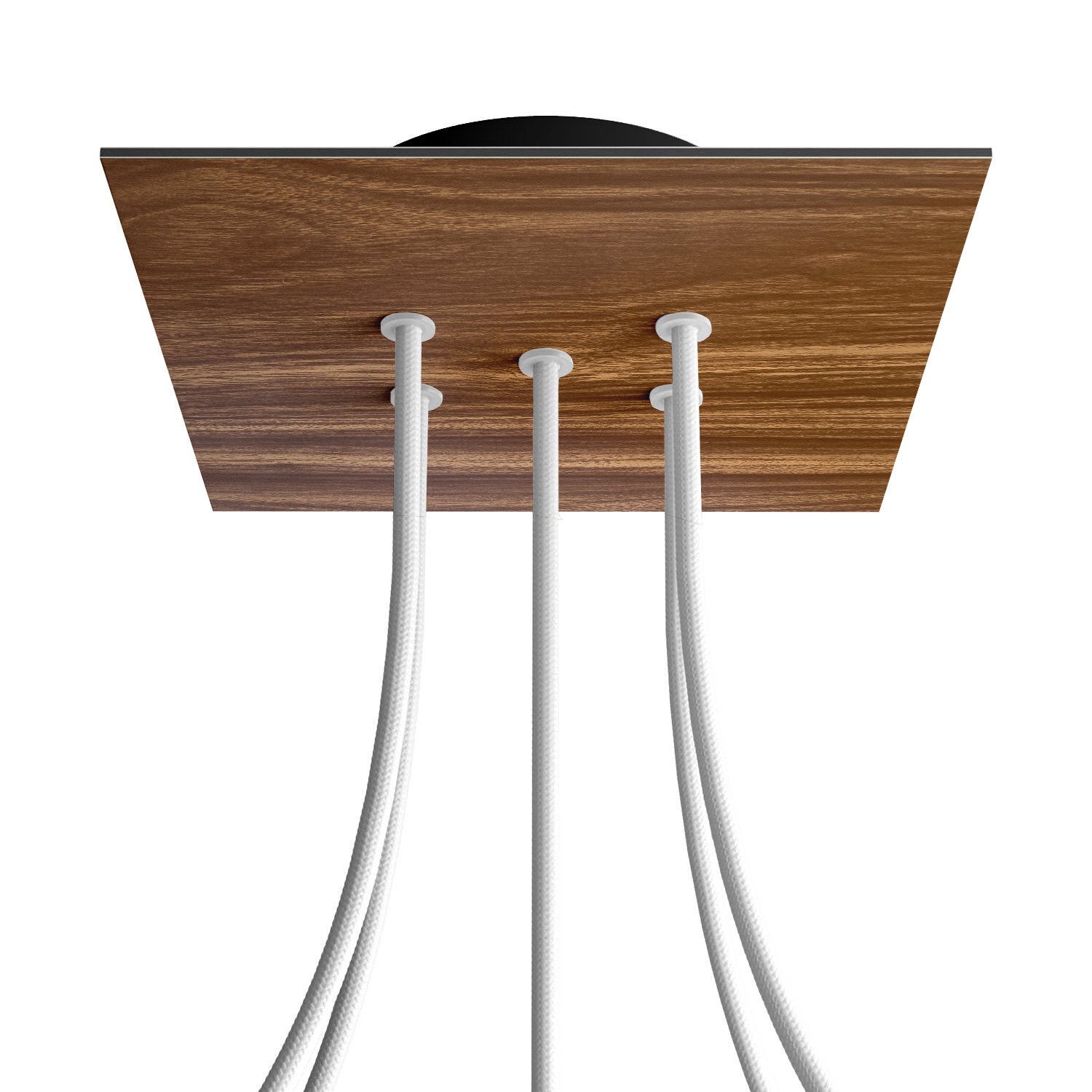 Rosone Rose-One quadrato, 200 mm con 5 fori e 4 fori laterali - Legno Nero