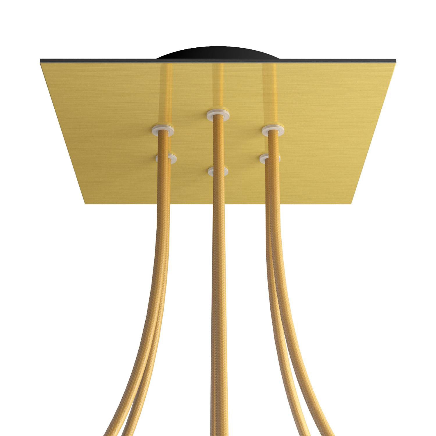 Rosone Rose-One quadrato, 200 mm con 6 fori e 4 fori laterali - Dibond Ottone satinato Nero