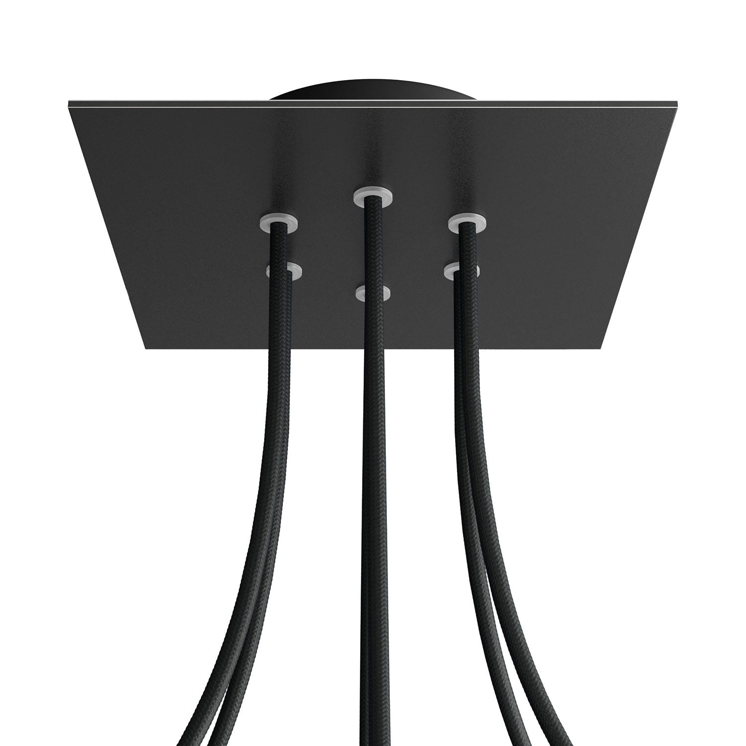 Rosone Rose-One quadrato, 200 mm con 6 fori e 4 fori laterali - Nero opaco Nero