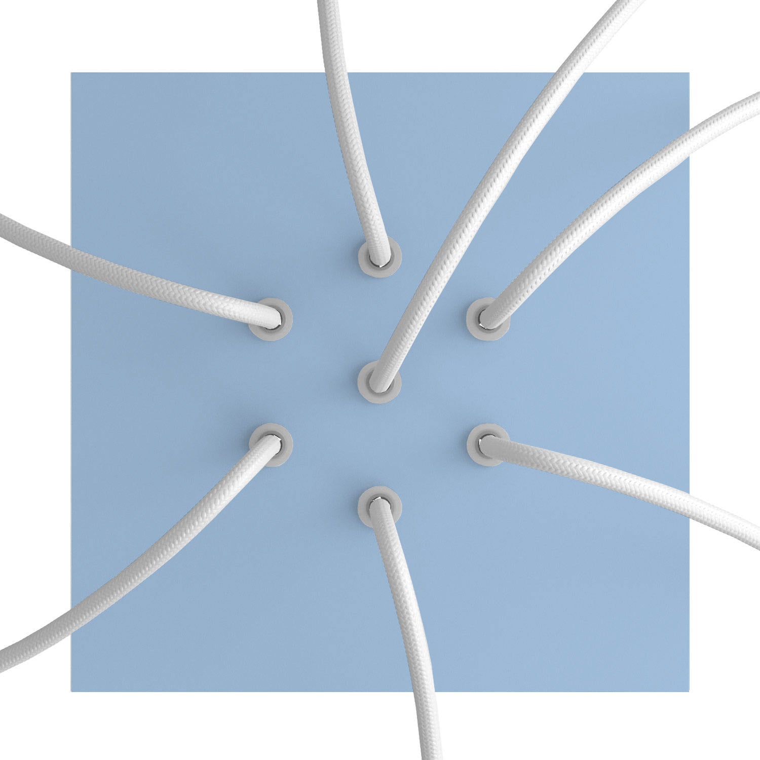 Rosone Rose - One quadrato, 200 mm con 7 fori e 4 fori laterali - Blu carta da zucchero - Creative Cables