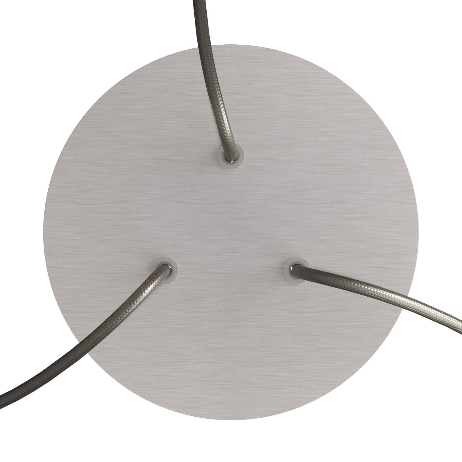 Rosone Rose-One rotondo, diametro 200 mm con 3 fori e 4 fori laterali - Dibond Acciaio satinato Bianco