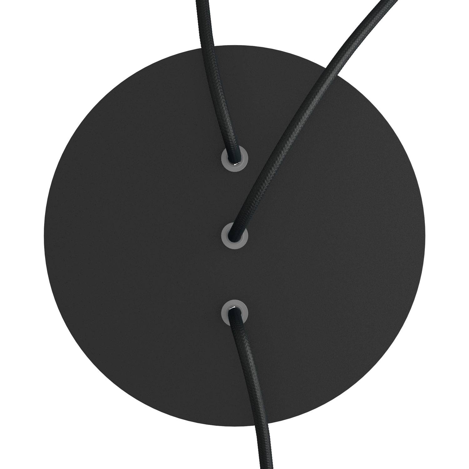 Rosone Rose-One rotondo, diametro 200 mm con 3 fori in linea e 4 fori laterali - Nero opaco Bianco